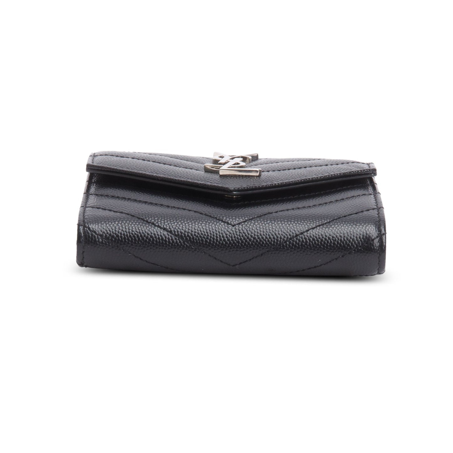 Saint Laurent 2022 Black Grain de Poudre Chevron Wallet