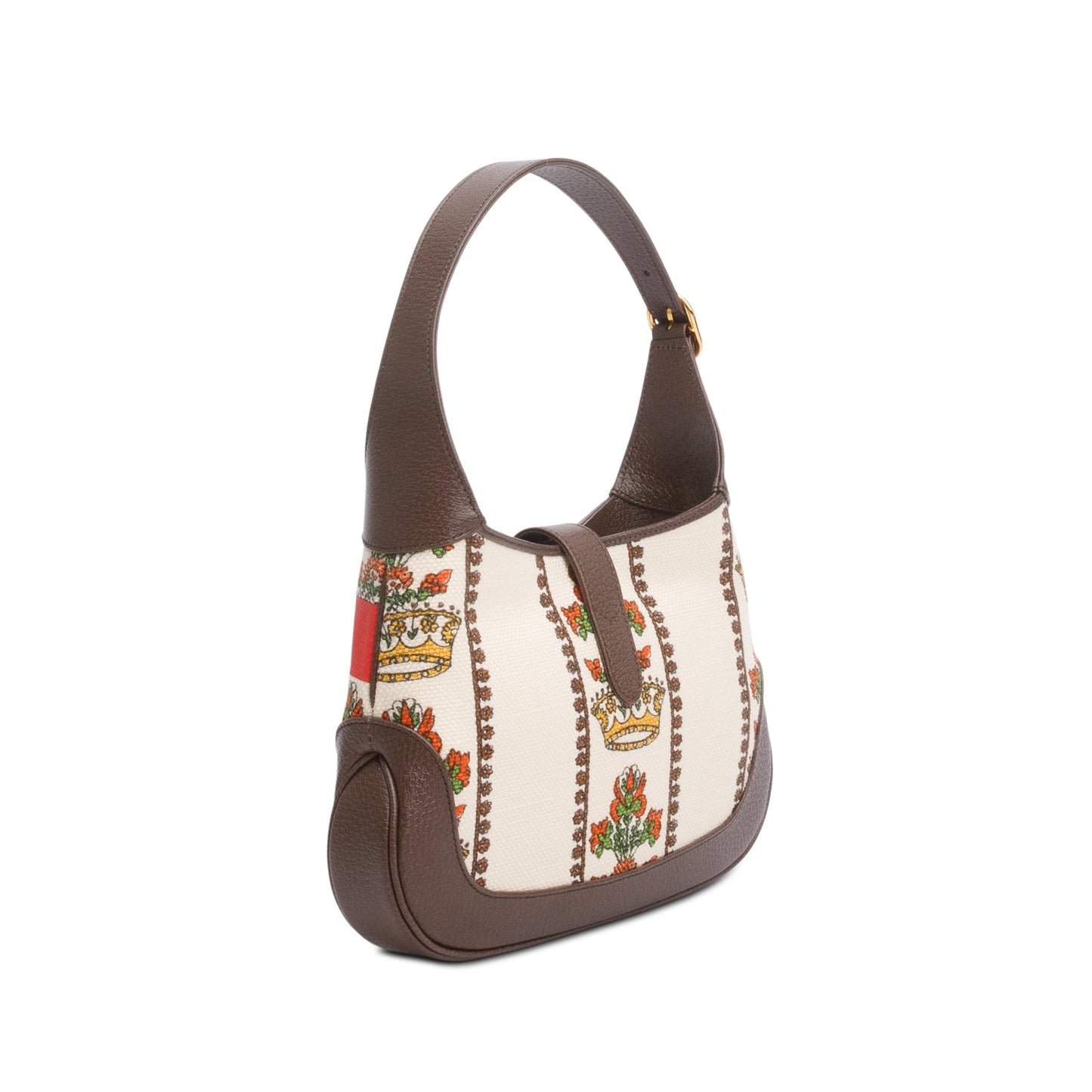 Gucci Neutral & Multicolor Music Is Mine Canvas Brown Leather Trim Small Jackie 1961 Shoulder Bag