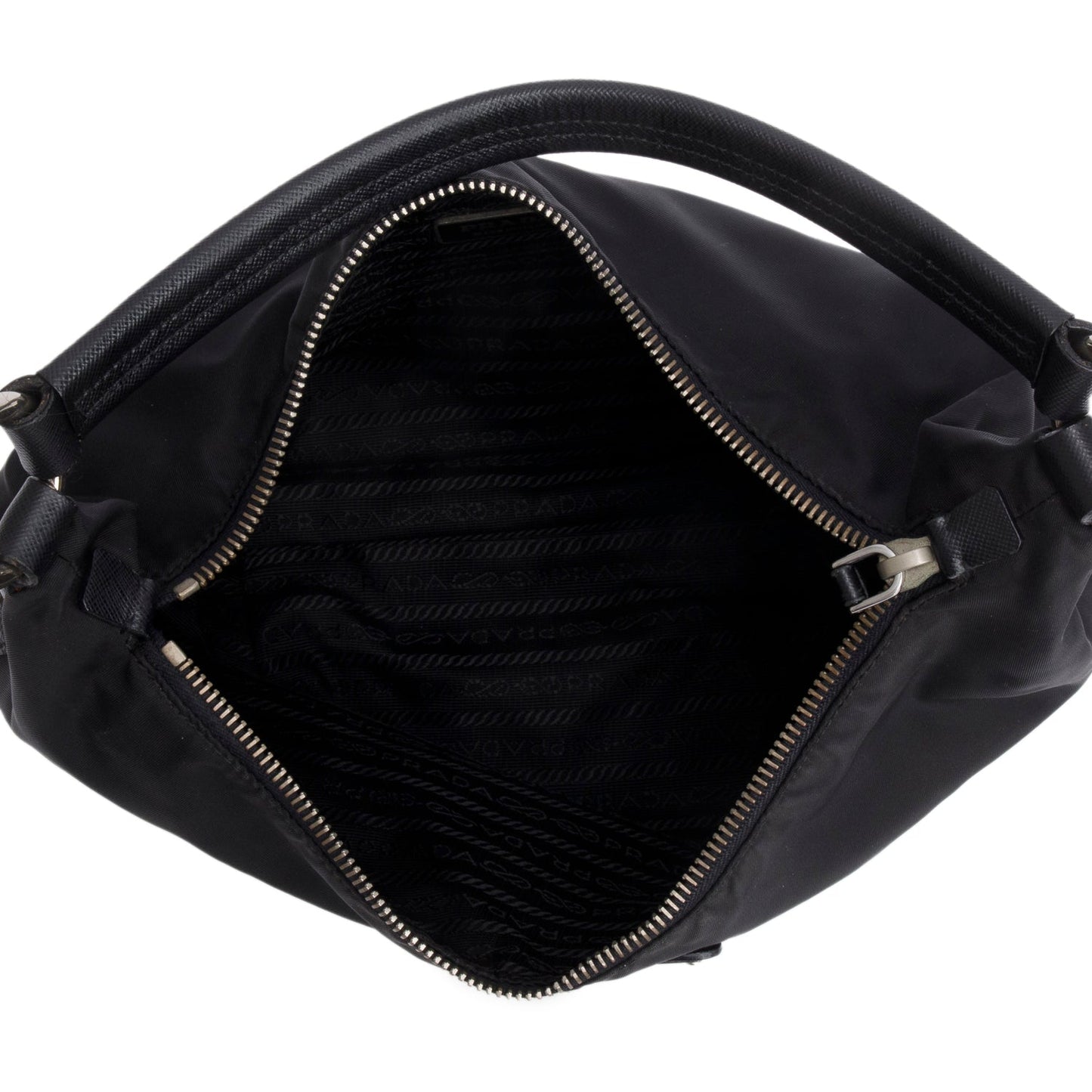 Prada Black Tessuto Nylon Saffiano Leather Shoulder Bag