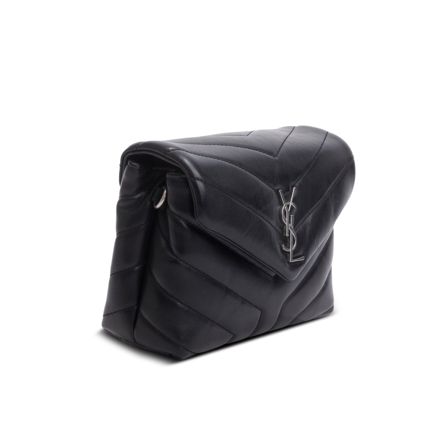 Saint Laurent Black Calfskin Y Quilted Monogram Toy Loulou Crossbody Bag