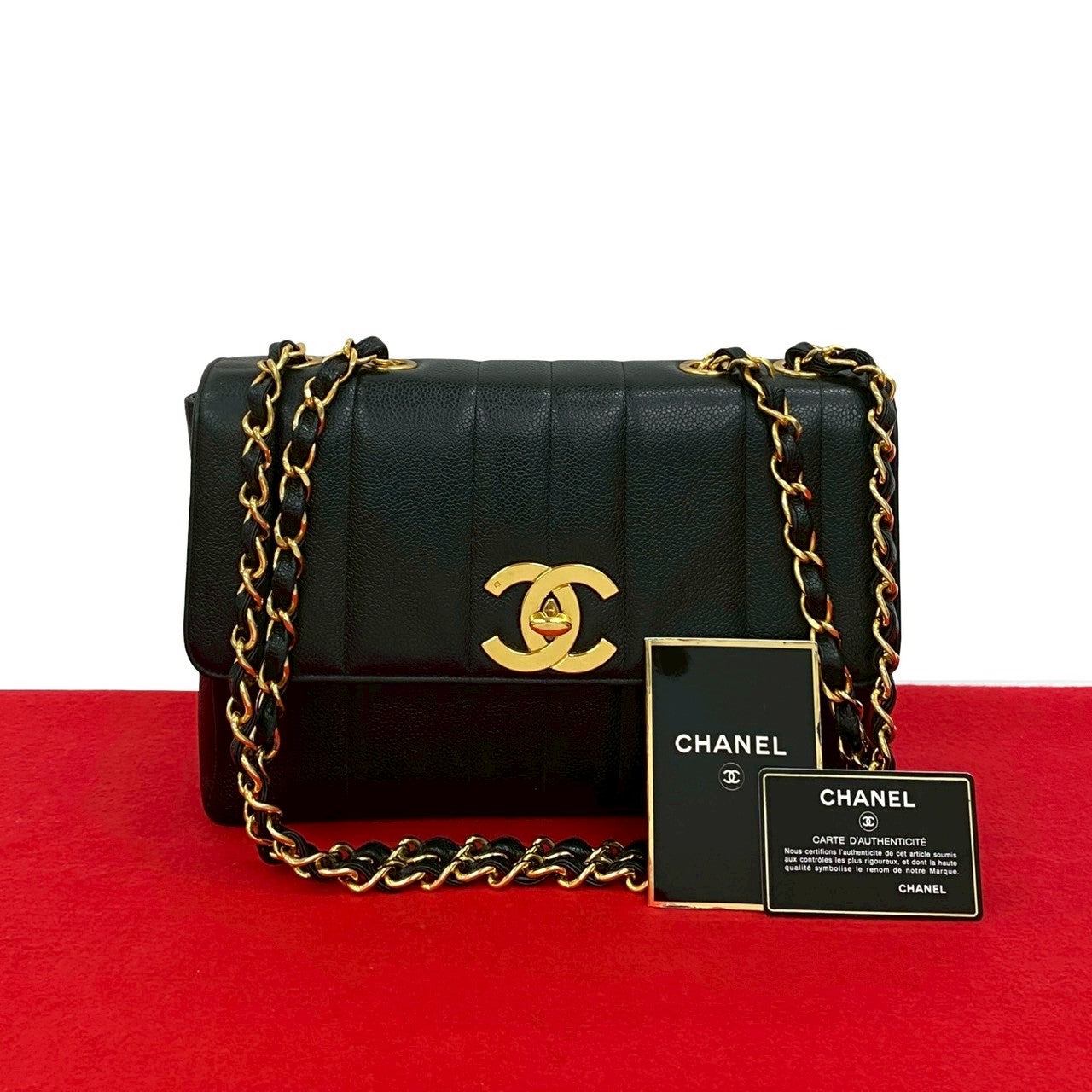 CHANEL Shoulder Bag Matt caviar skin black Mademoiselle