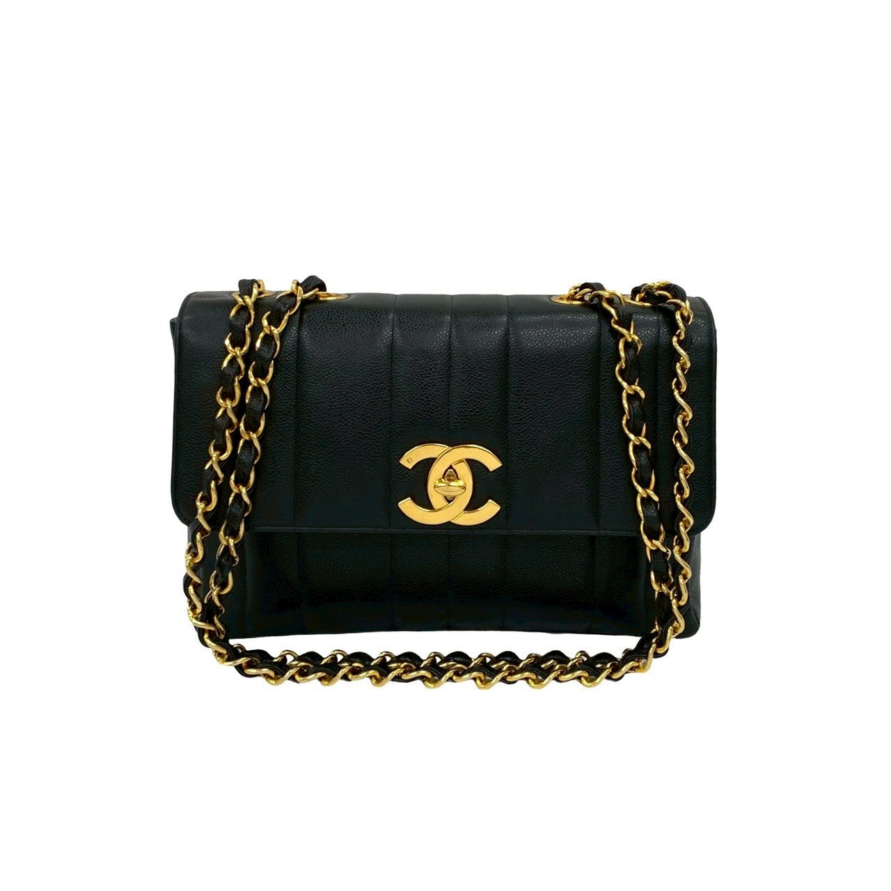 CHANEL Shoulder Bag Matt caviar skin black Mademoiselle