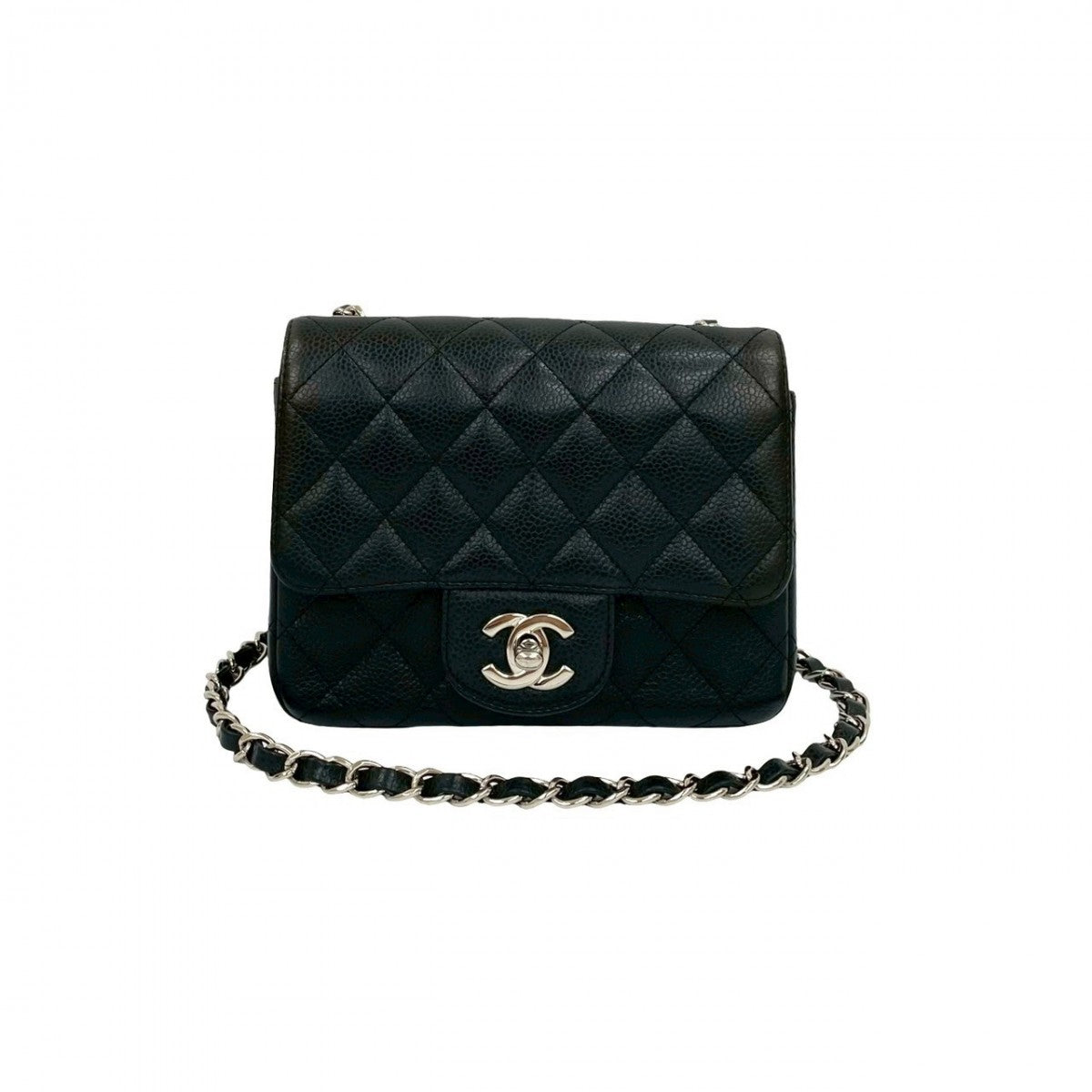 CHANEL Shoulder Bag Matt caviar skin black Matrasse