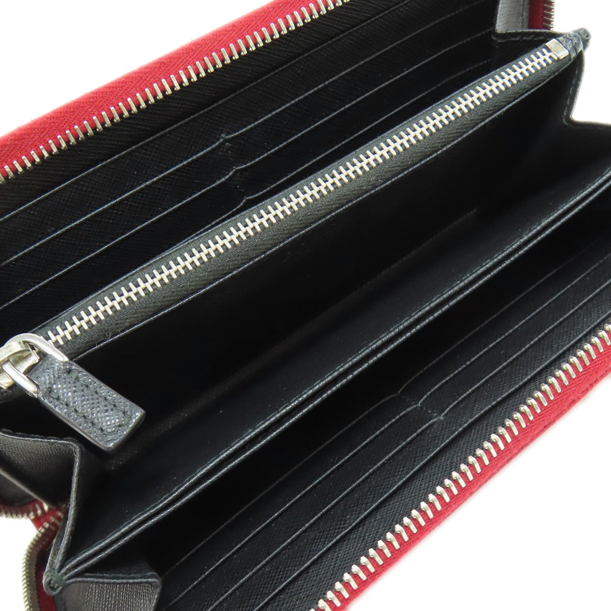 PRADA Long Wallet Purse Safiano Red logo Women