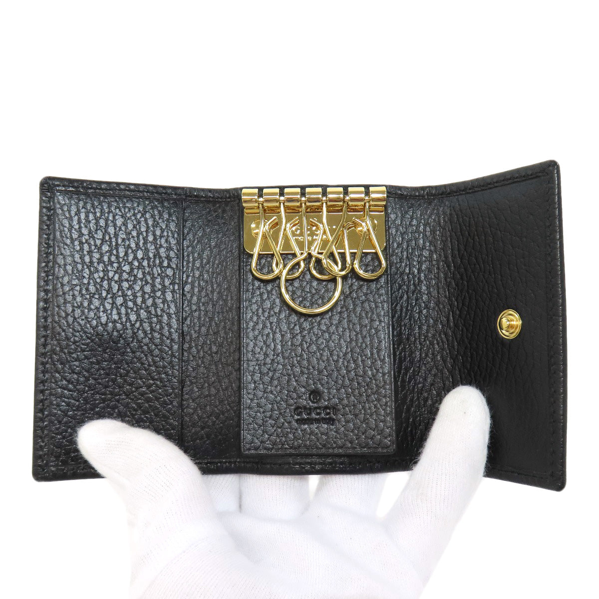 GUCCI Key case Key holder  456118 leather black Double G