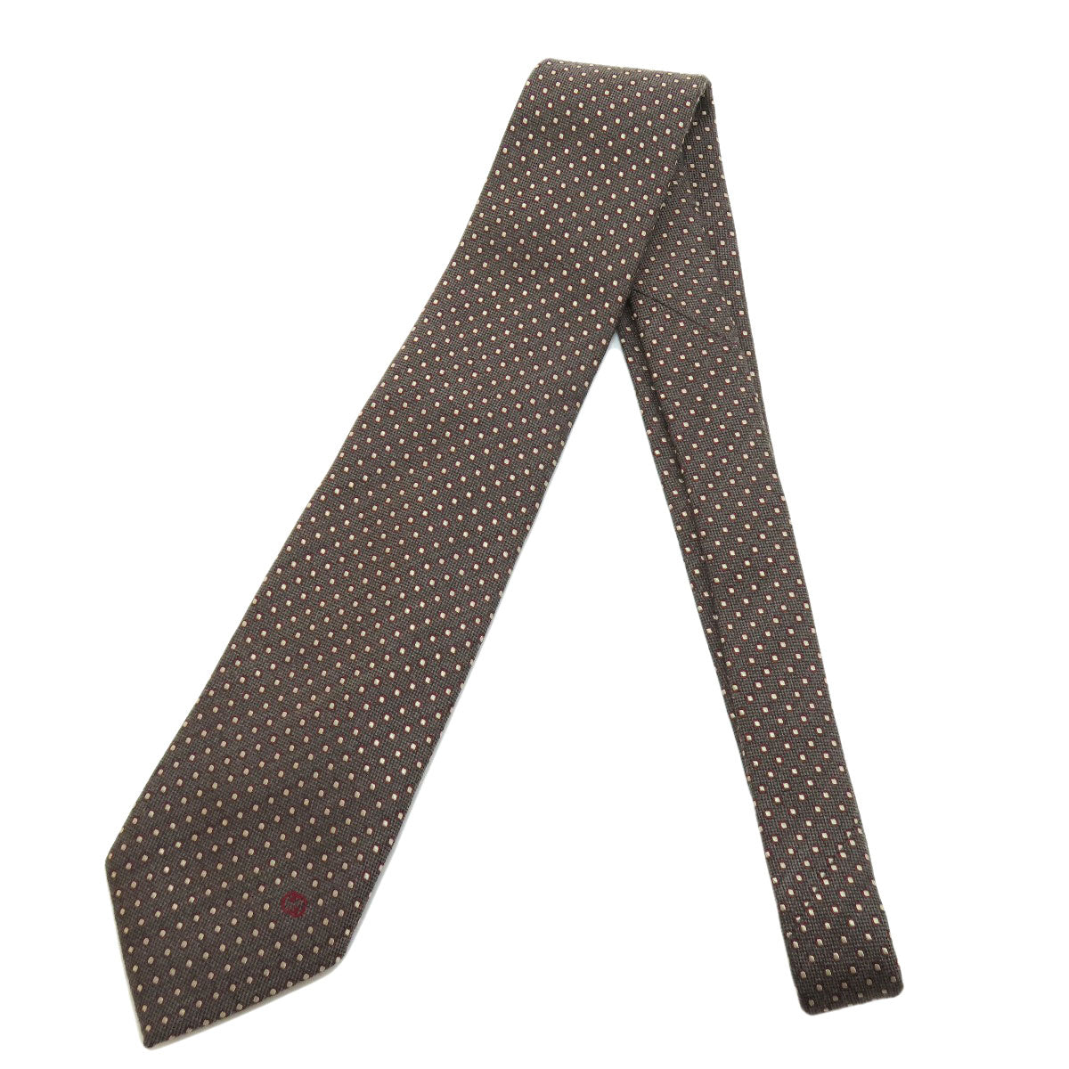 GUCCI tie Wool, Silk Brown logo dot pattern mens