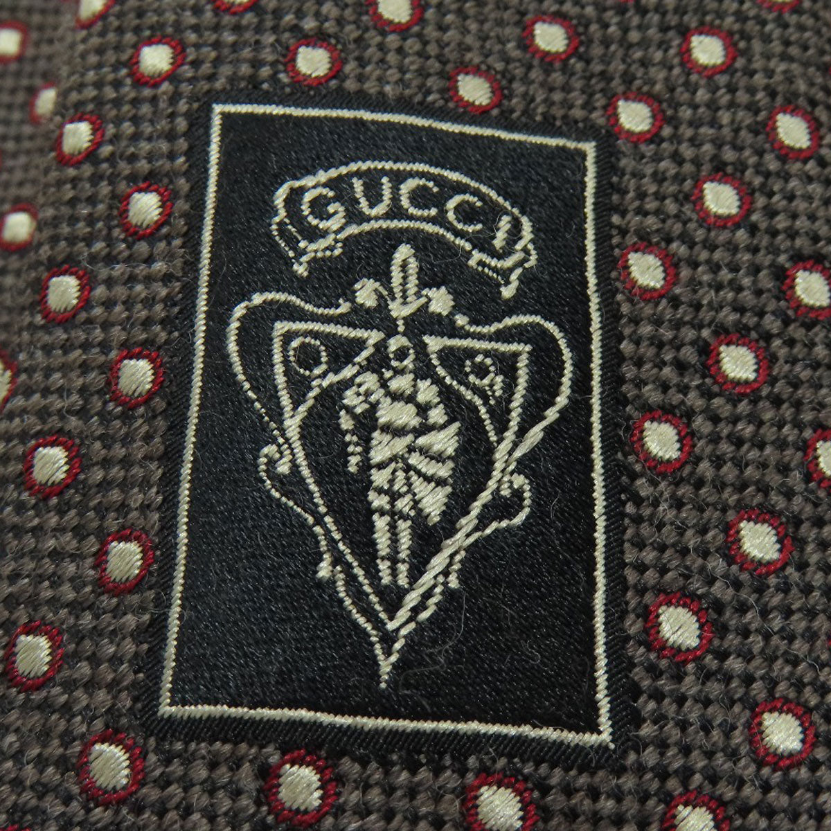 GUCCI tie Wool, Silk Brown logo dot pattern mens