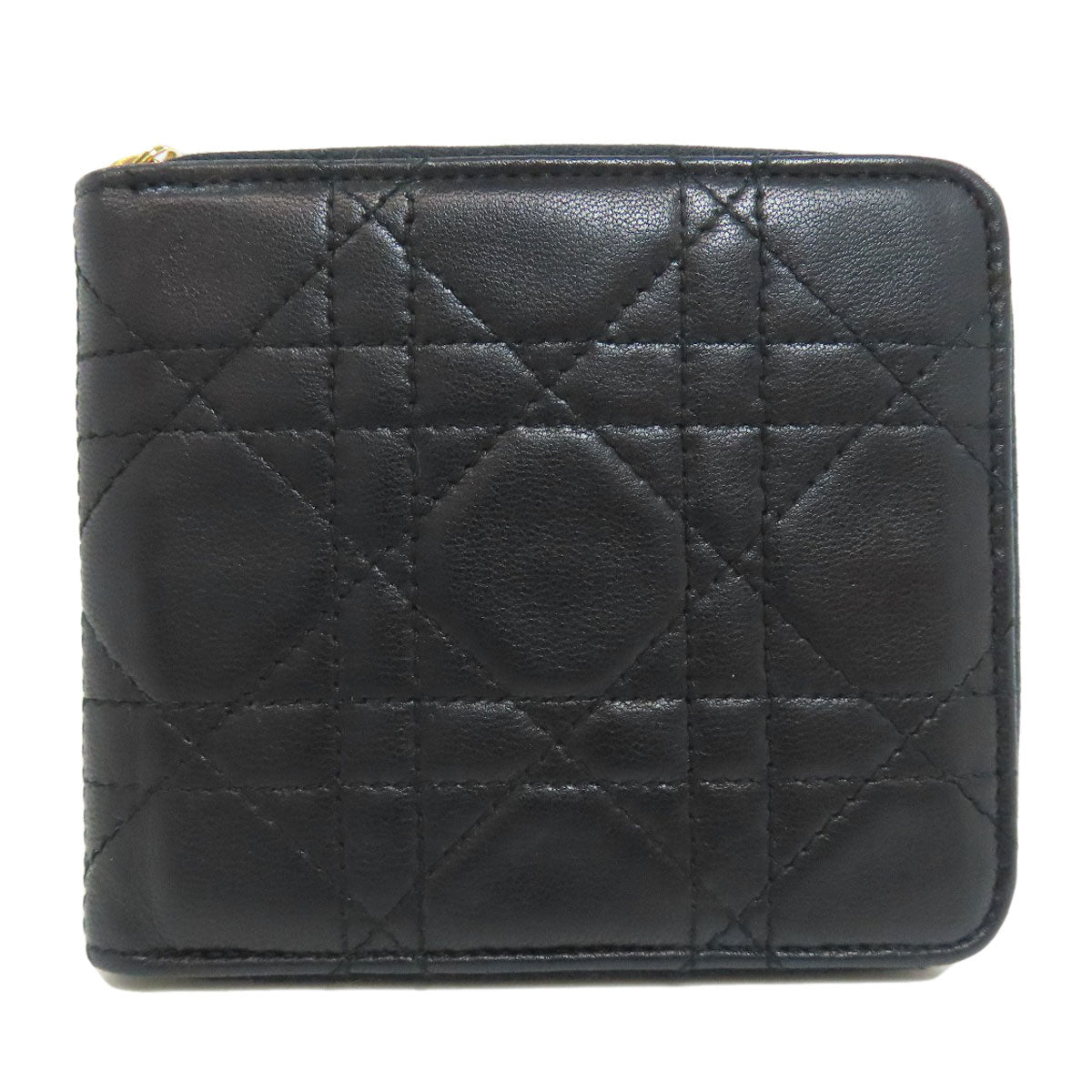 Christian Dior Bifold Wallet lambskin black Canage Women