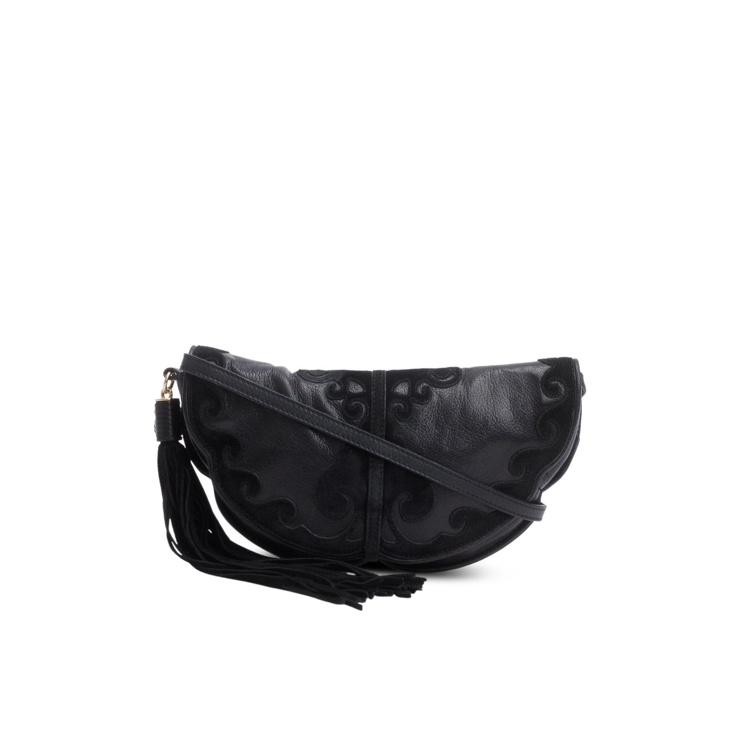 Saint Laurent Vintage Black Leather Suede Rive Gauche Shoulder Bag