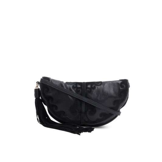 Saint Laurent Vintage Black Leather Suede Rive Gauche Shoulder Bag