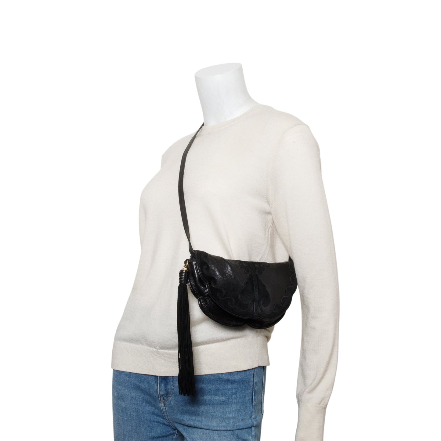 Saint Laurent Vintage Black Leather Suede Rive Gauche Shoulder Bag