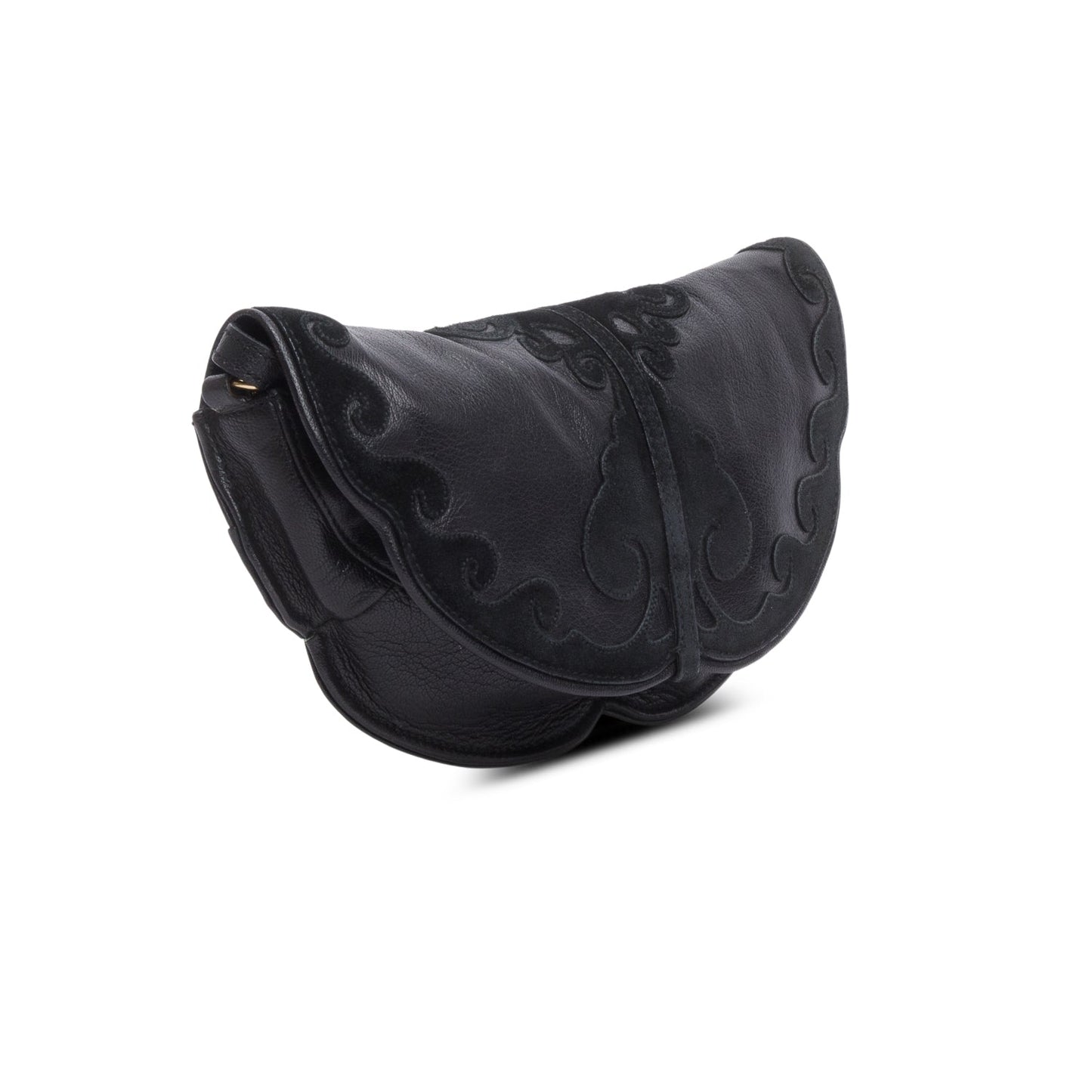 Saint Laurent Vintage Black Leather Suede Rive Gauche Shoulder Bag