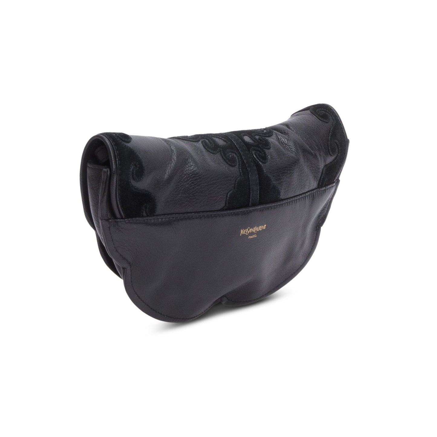 Saint Laurent Vintage Black Leather Suede Rive Gauche Shoulder Bag