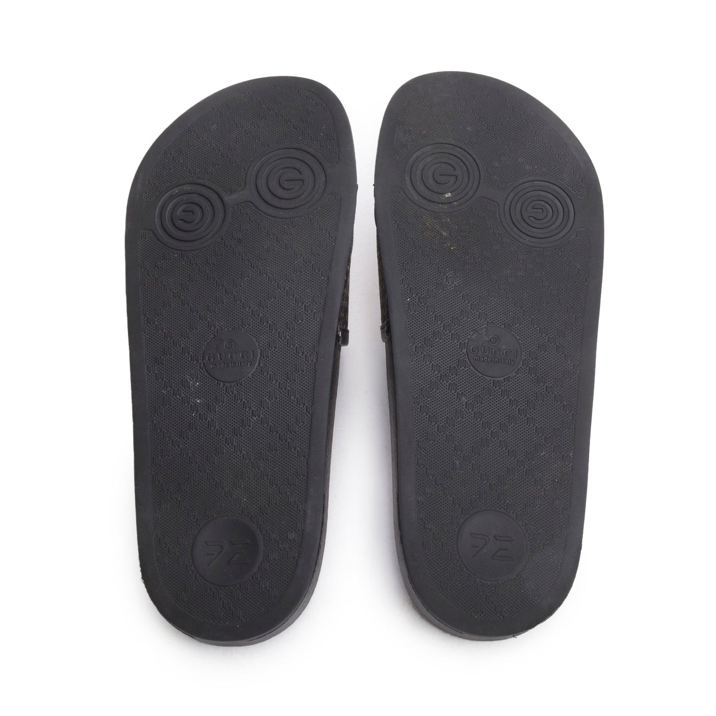 Gucci x Sega Supreme Black Rubber Guccy Star Slides, Size 5