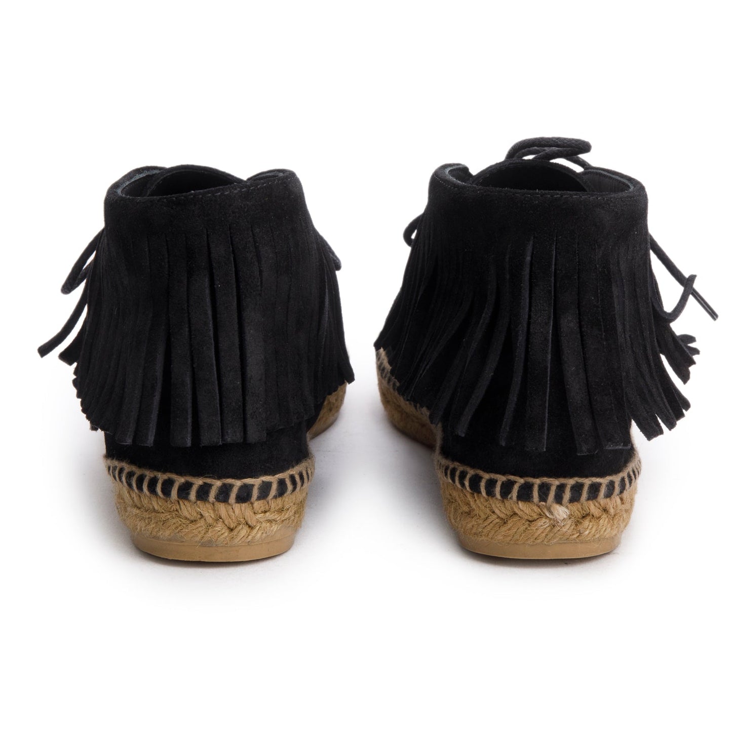 Saint Laurent Black Suede Fringe Espadrille, Size 38