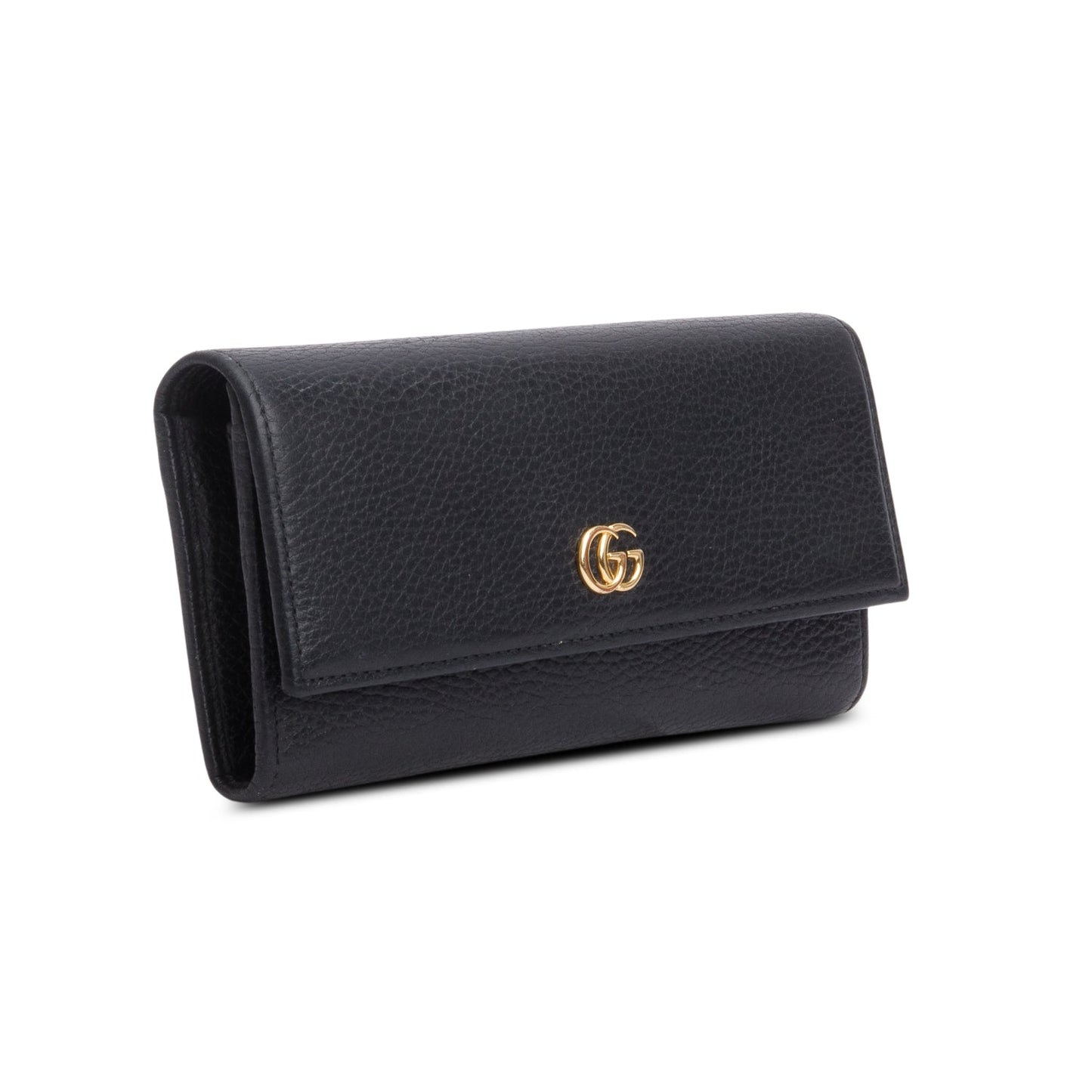 Gucci Black Calfskin Leather GG Marmont Continental Wallet