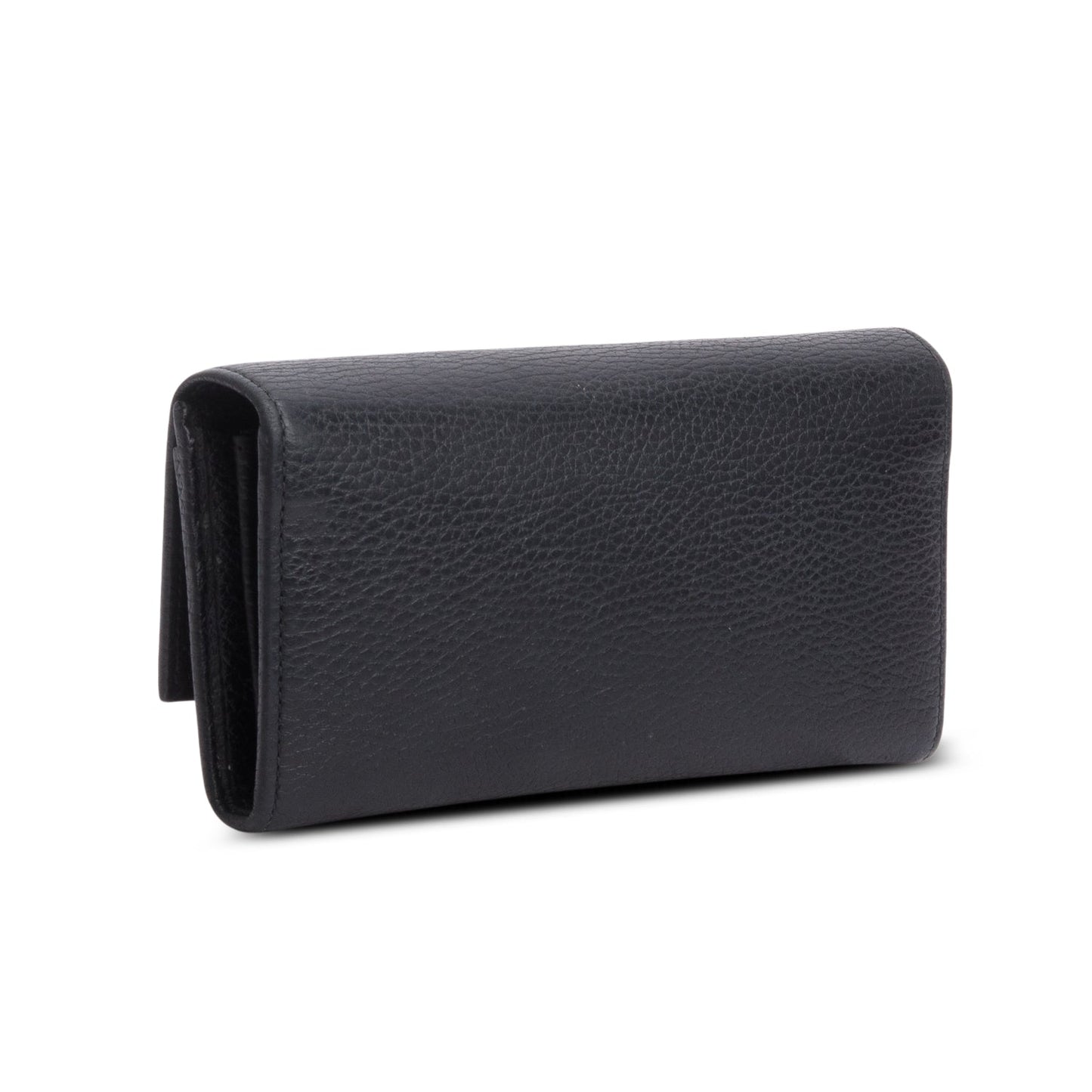 Gucci Black Calfskin Leather GG Marmont Continental Wallet