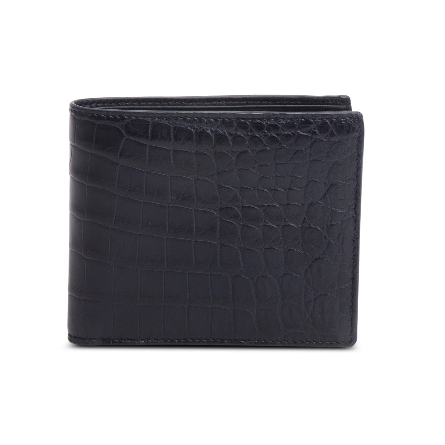 Bottega Veneta Black Croc Embossed Bi-Fold Wallet