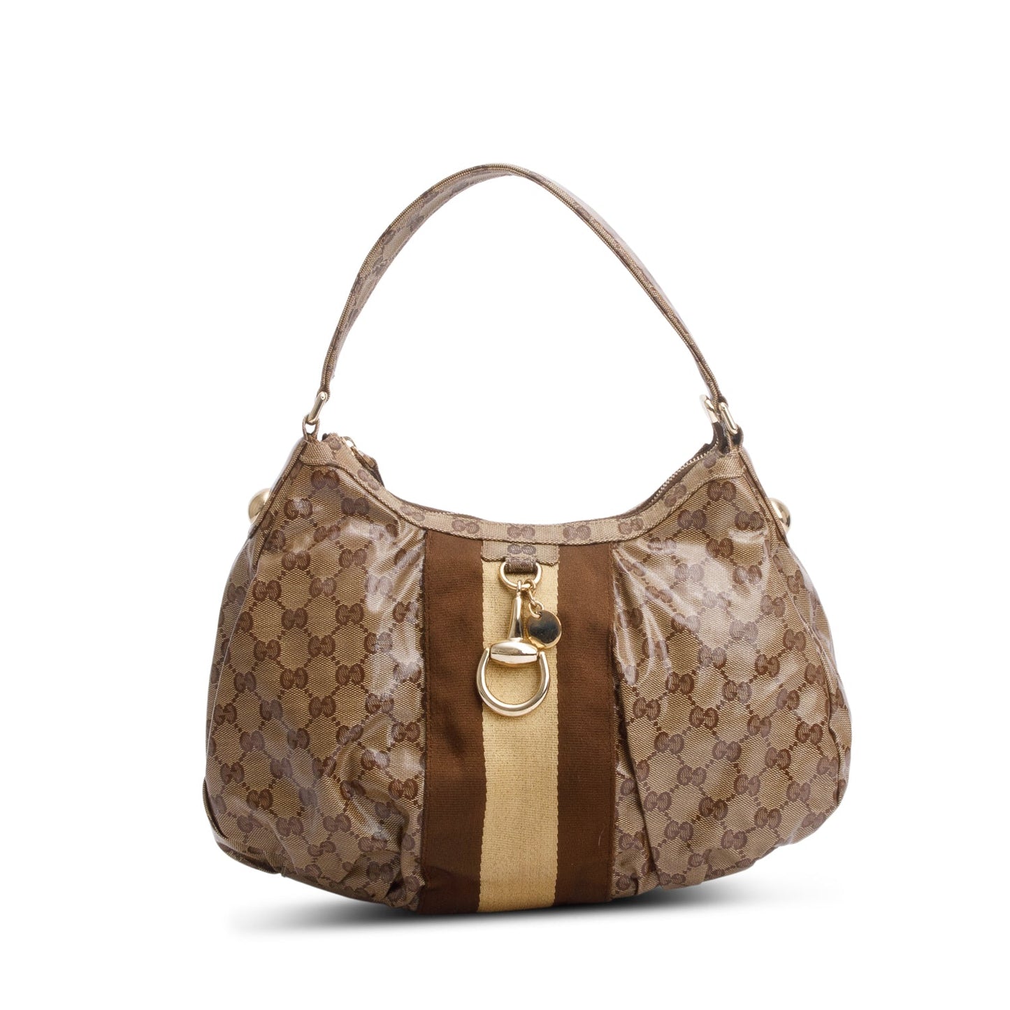 Gucci Crystal GG Coated Canvas Horsebit Hobo
