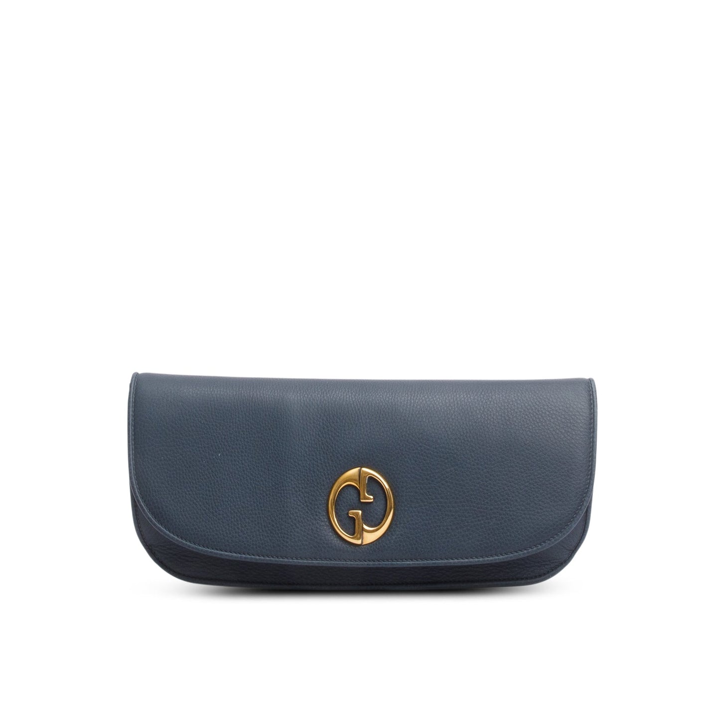 Gucci Blue Pebbled Calfskin 1973 Flap Clutch