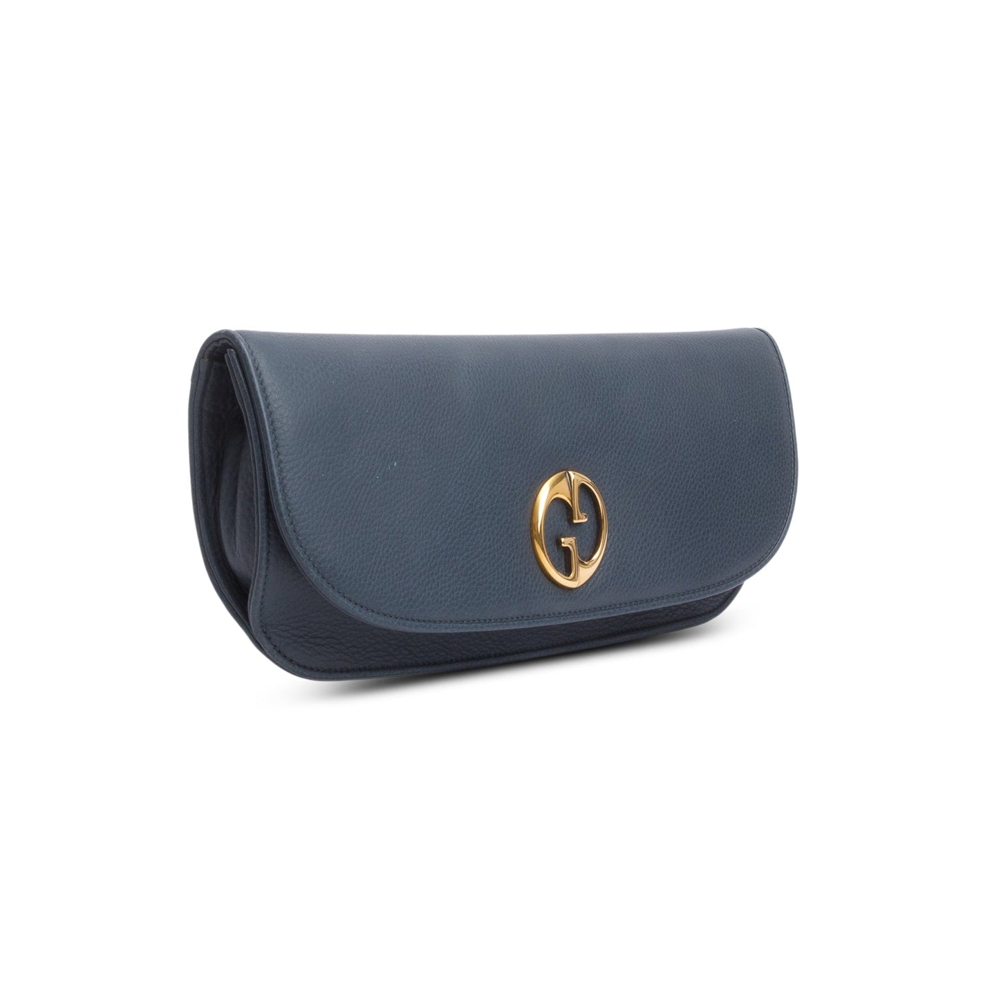Gucci Blue Pebbled Calfskin 1973 Flap Clutch