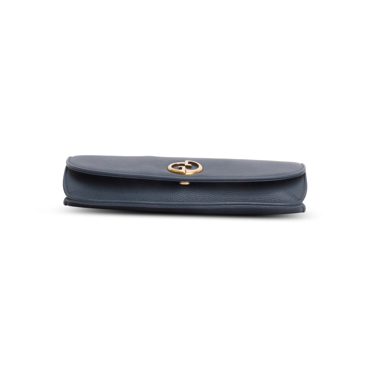 Gucci Blue Pebbled Calfskin 1973 Flap Clutch