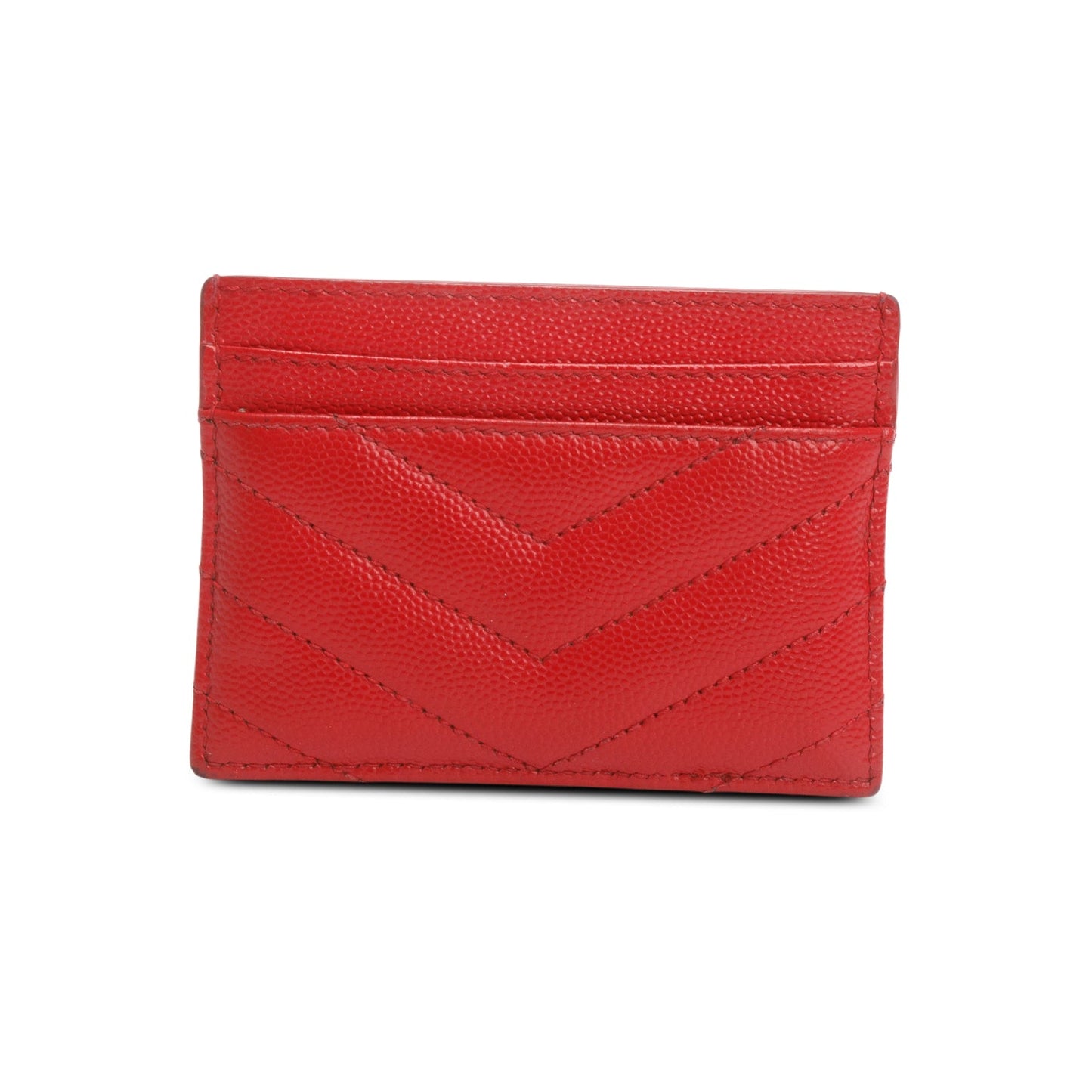 Saint Laurent 2020 Red Grain de Poudre Chevron Cassandre Card Holder