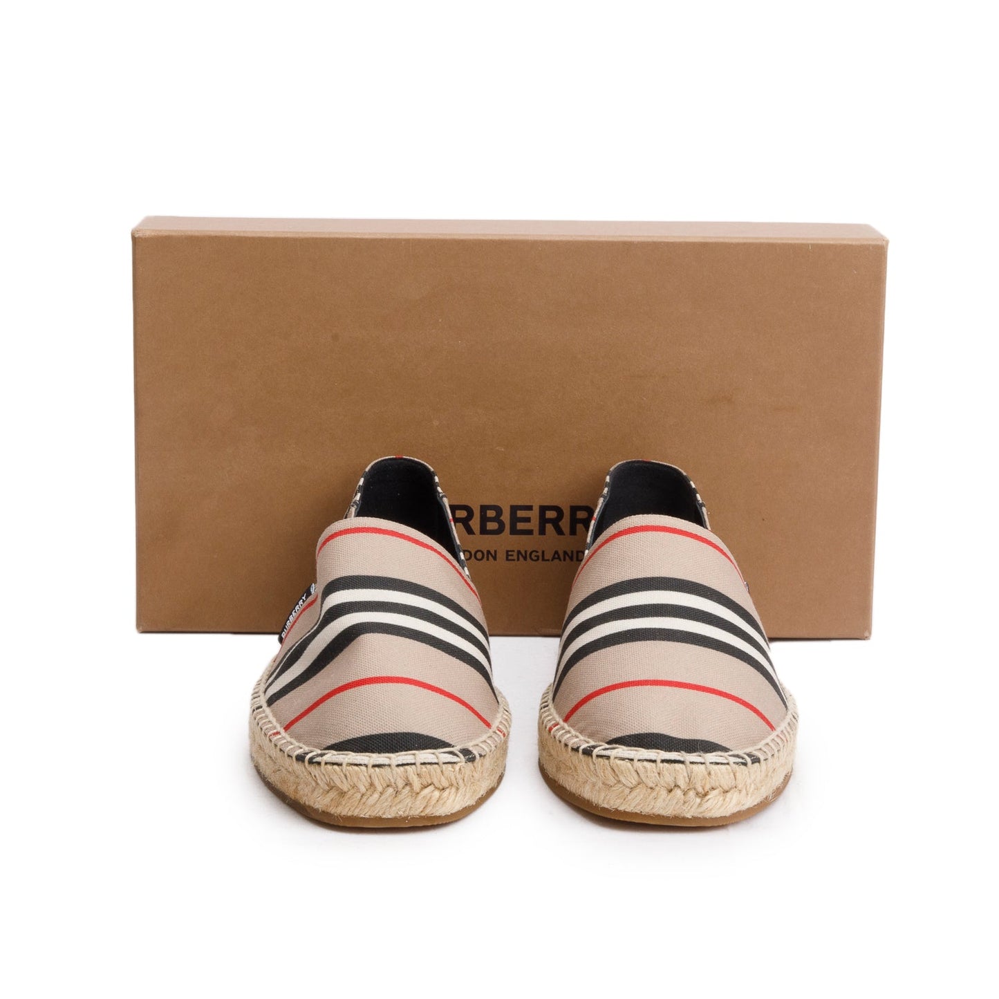 Burberry Beige Check Mews Espadrilles, Size 38
