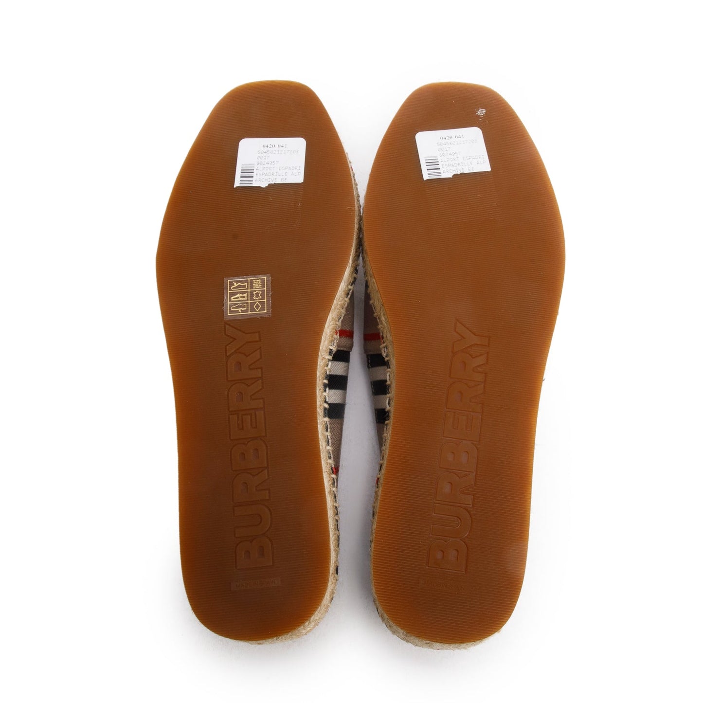 Burberry Beige Check Mews Espadrilles, Size 38