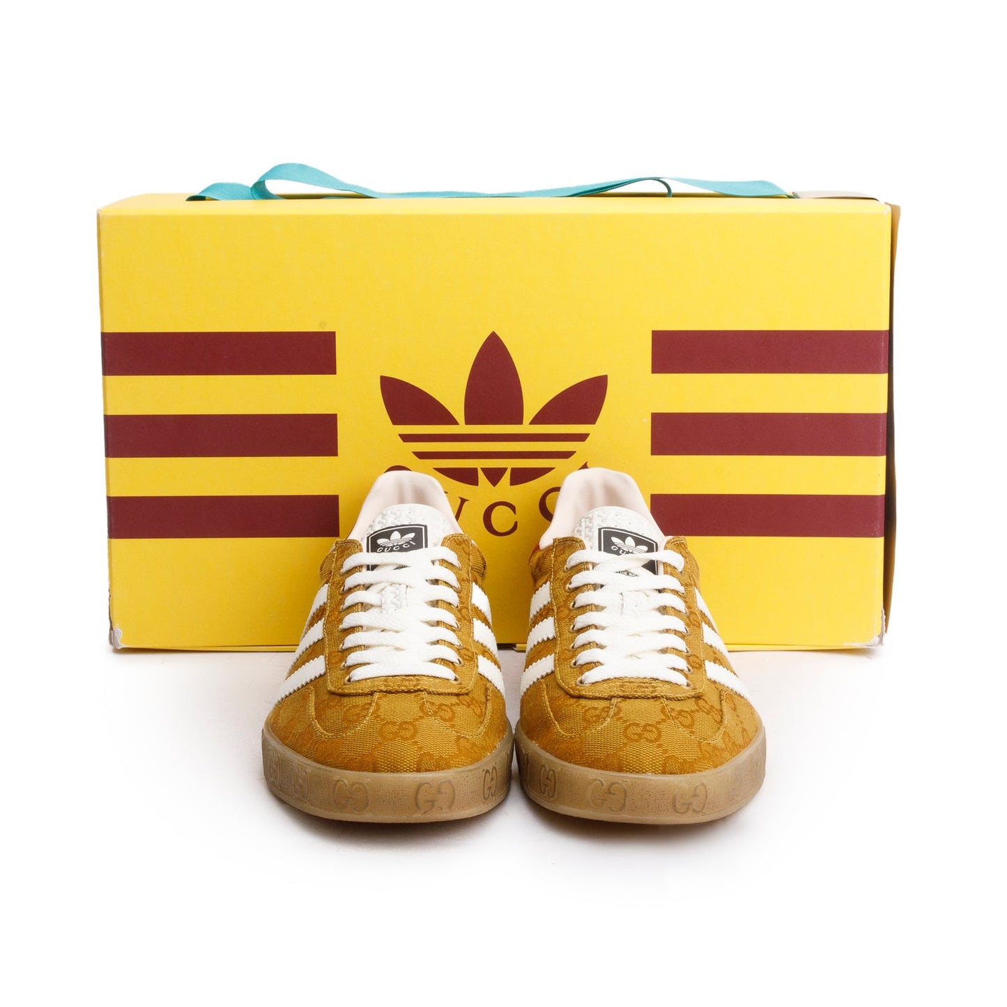 Gucci x Adidas Brown Vintage GG Monogram Gazelle Sneakers, Men's Size 7