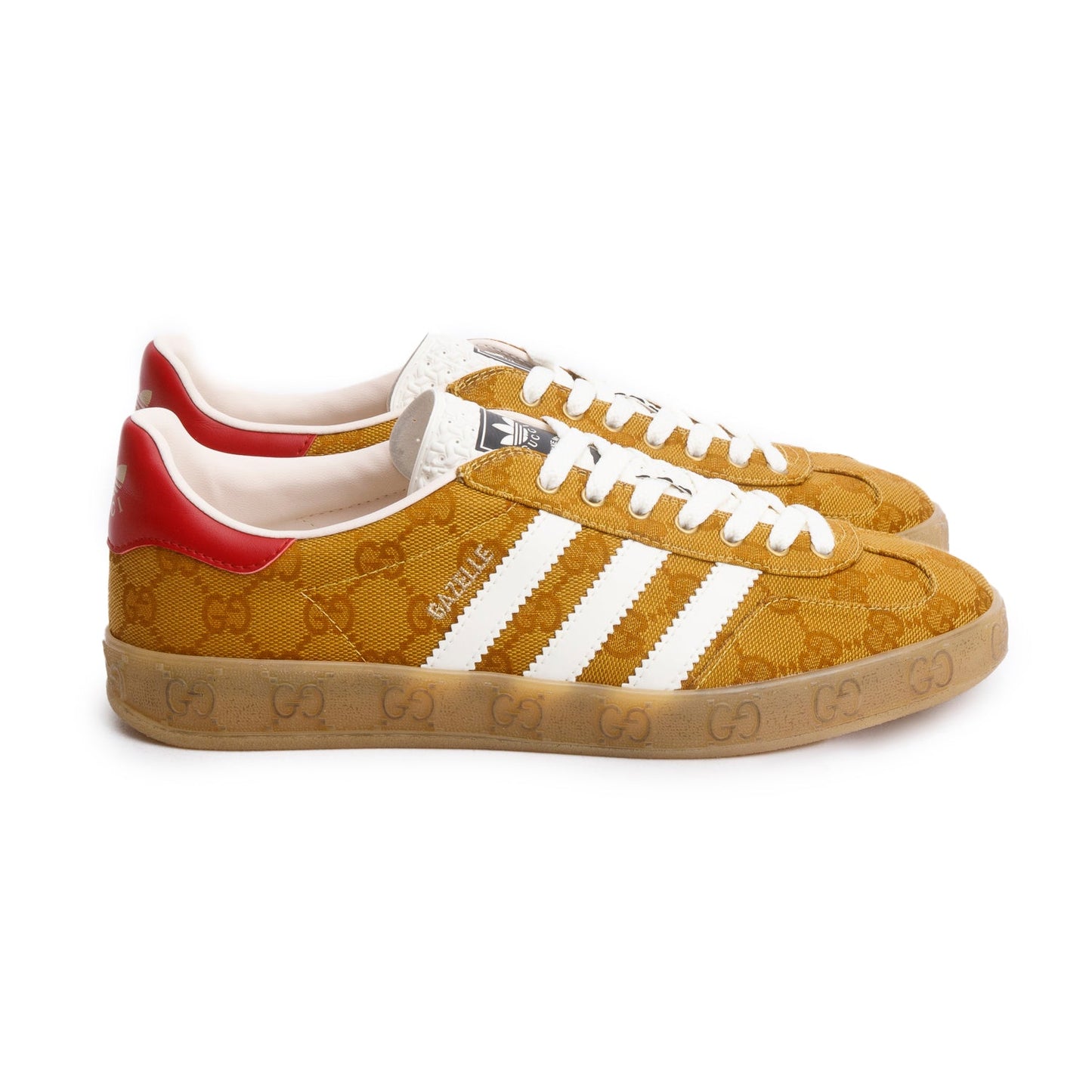 Gucci x Adidas Brown Vintage GG Monogram Gazelle Sneakers, Men's Size 7