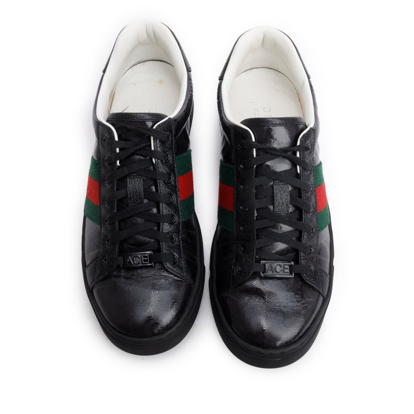 Gucci Black GG Crystal Supreme Monogram Ace Sneakers, Men's 6.5