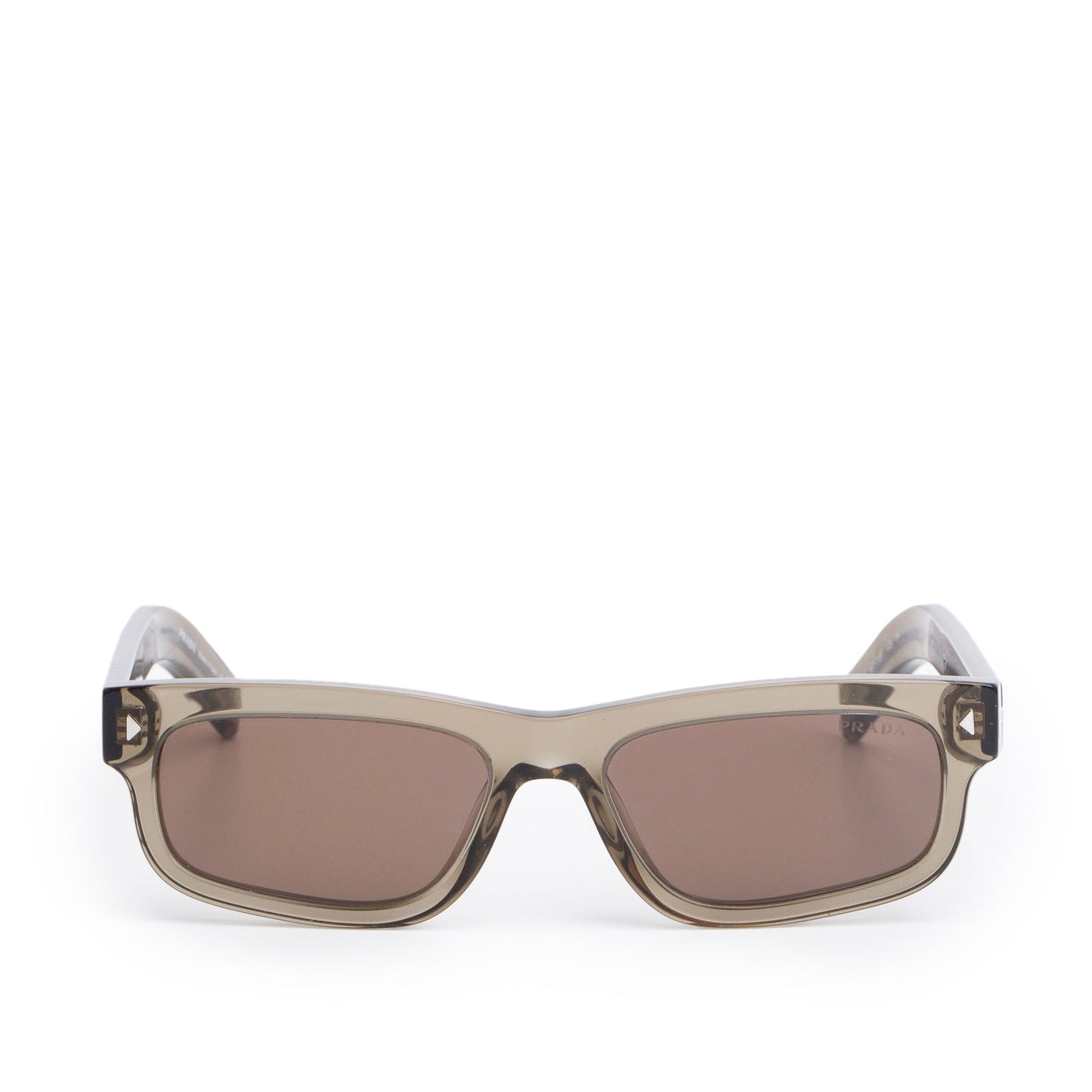 Prada SPRB11 Brown Acetate Rectangle Sunglasses