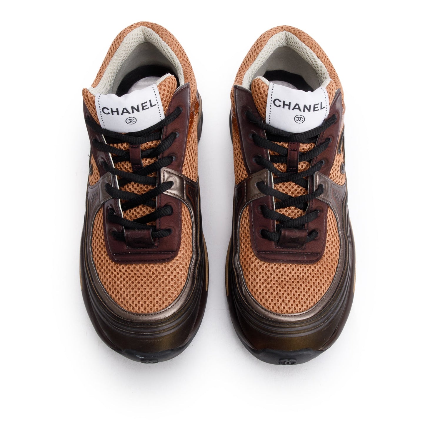 Chanel Multicolor Interlocking CC Logo Mesh Sneakers, Size 37.5