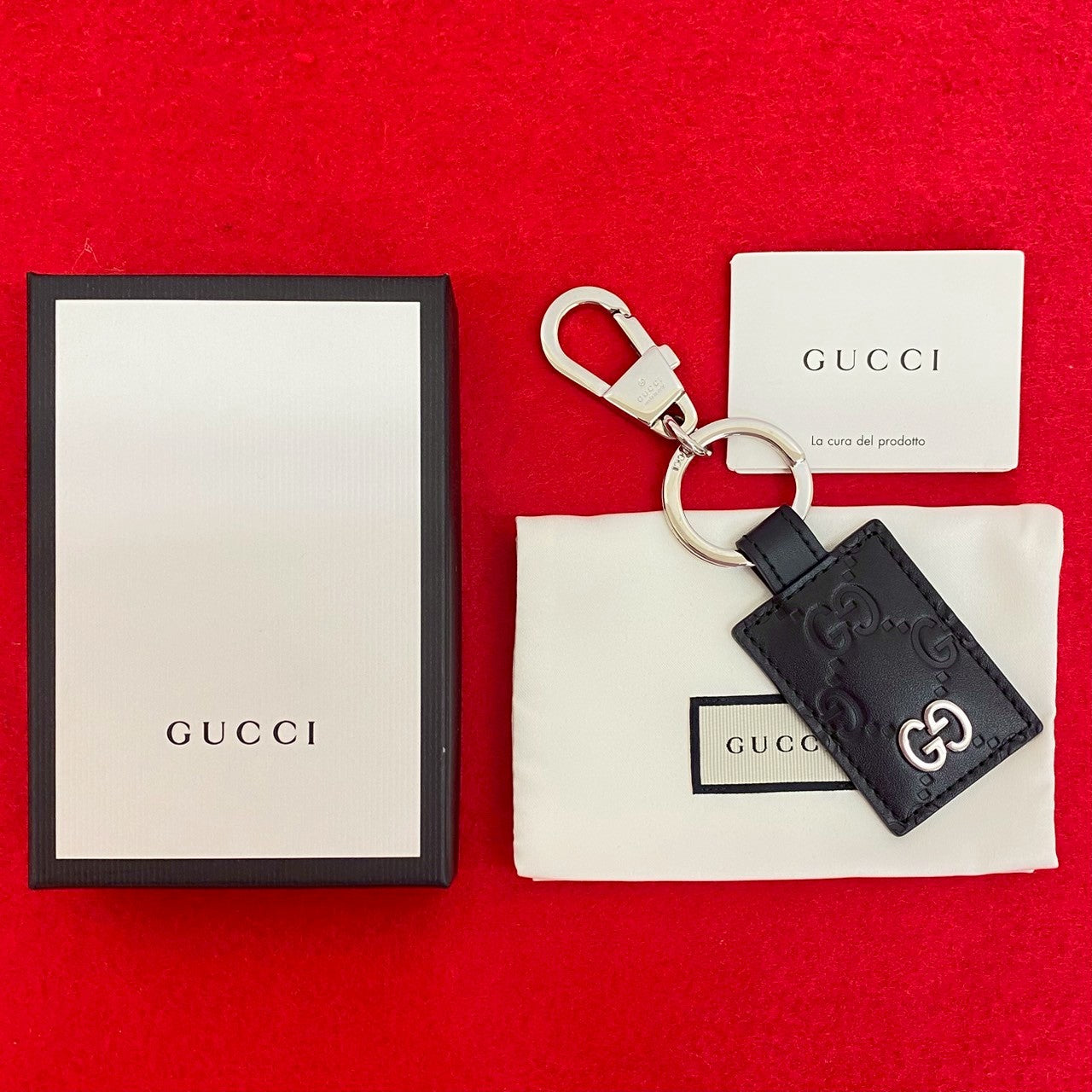 GUCCI key ring leather black Sima Dorian