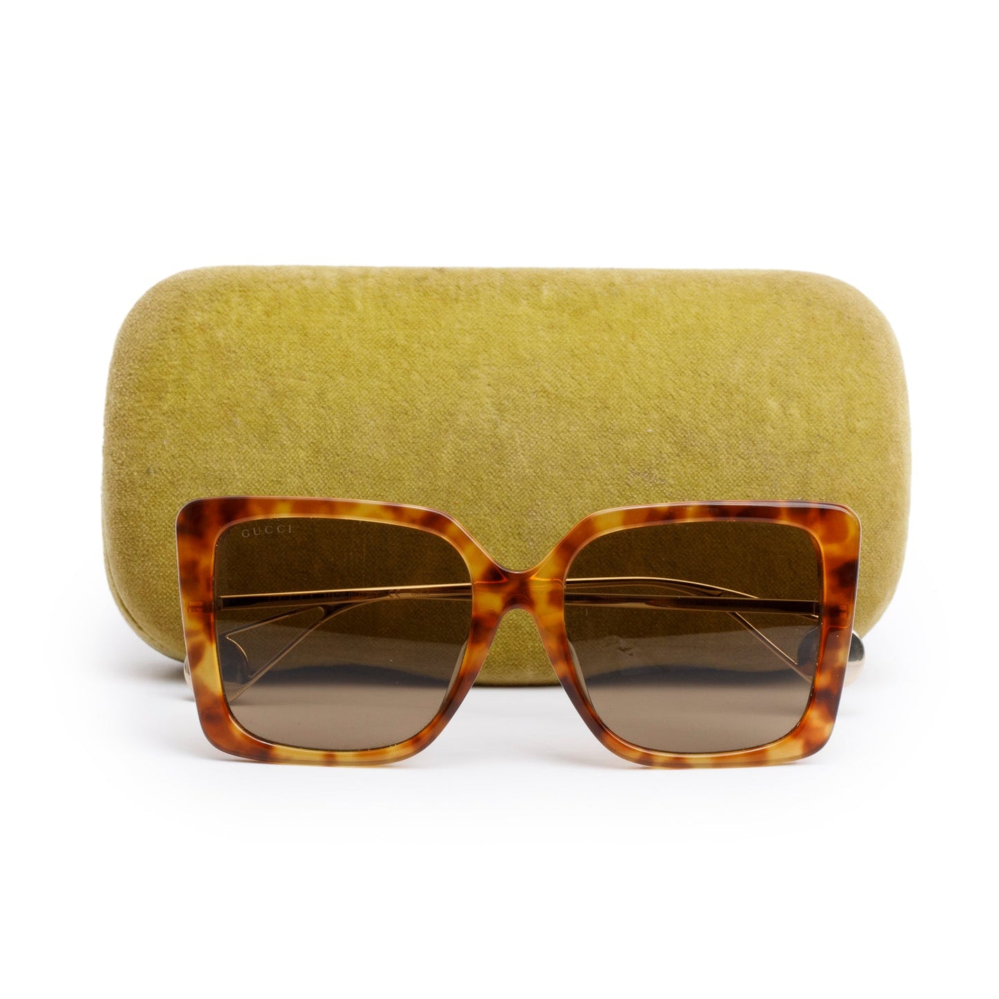 Gucci GG0435SA Tortoise Acetate Square Sunglasses