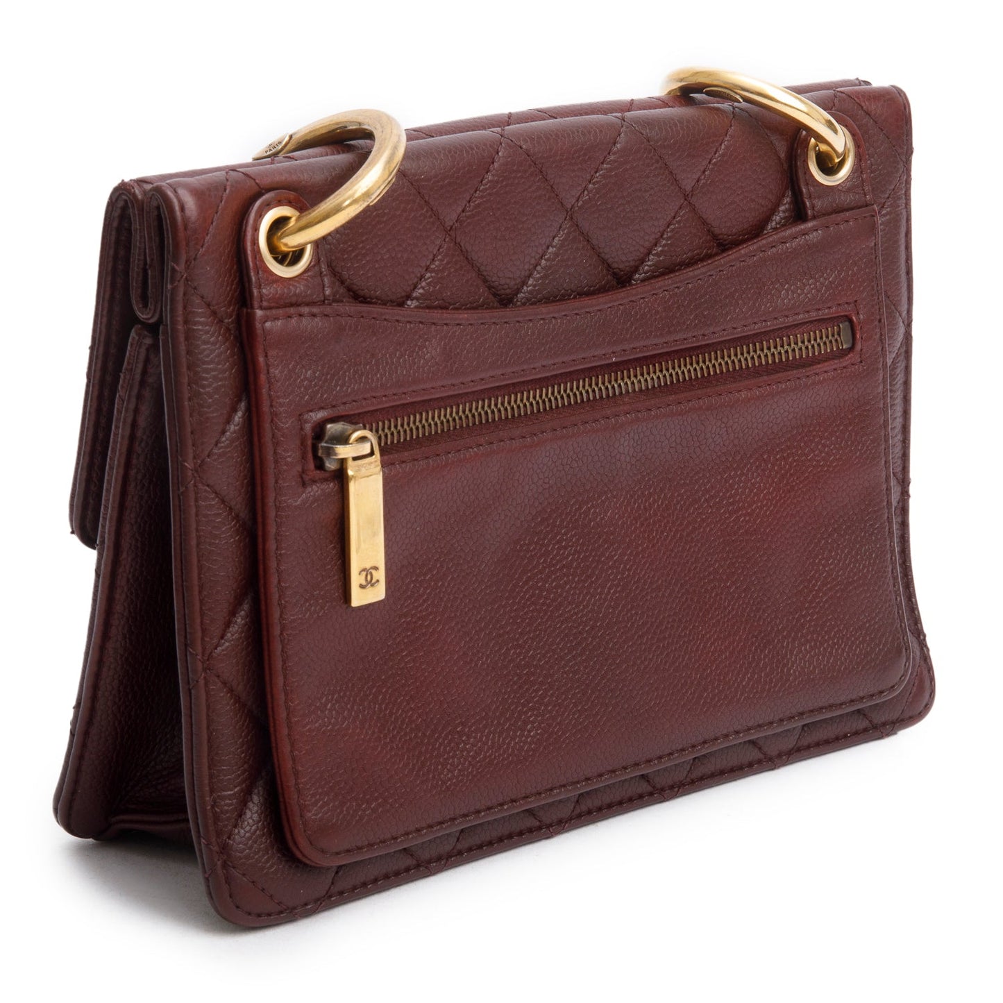 Chanel Burgundy Caviar Quilted Medium Retro Class Flap Bag