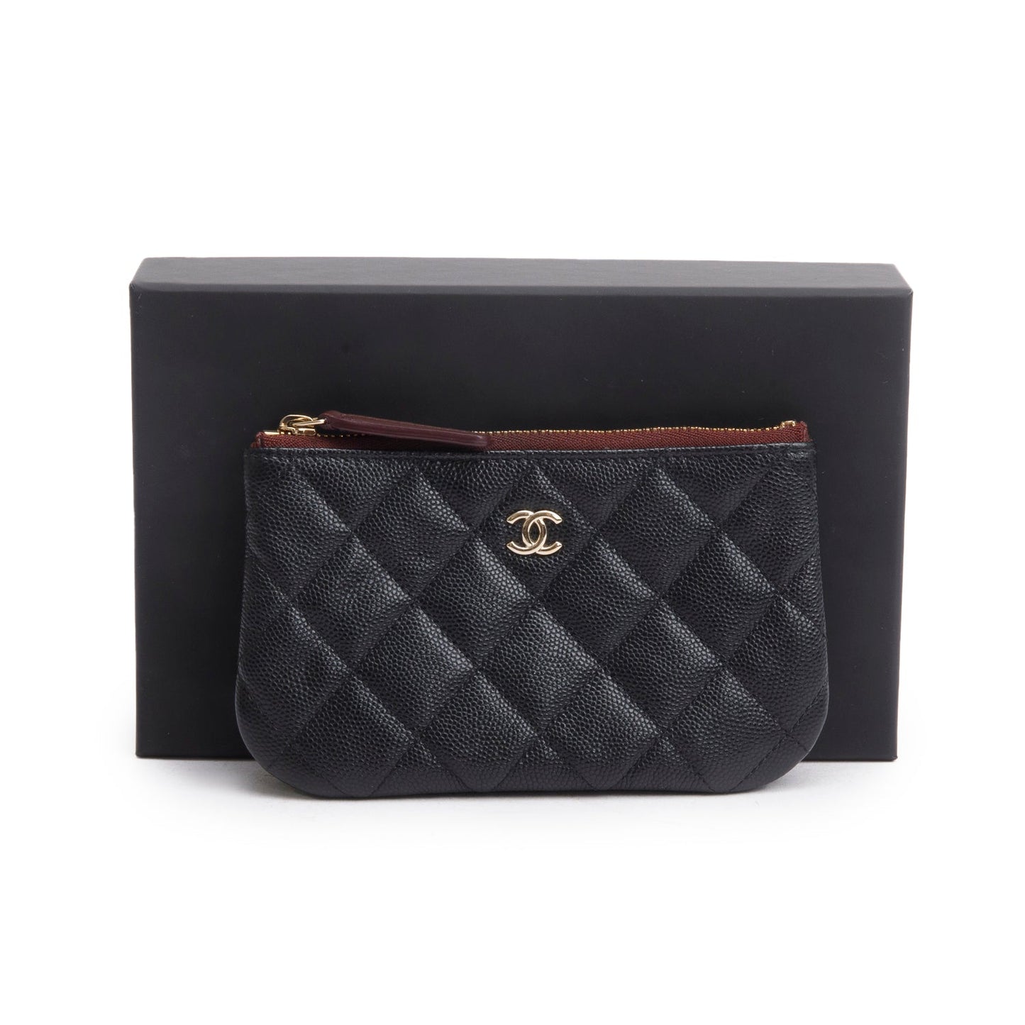 Chanel 2024 Black Quilted Caviar Leather Small Classic Zipped Pouch