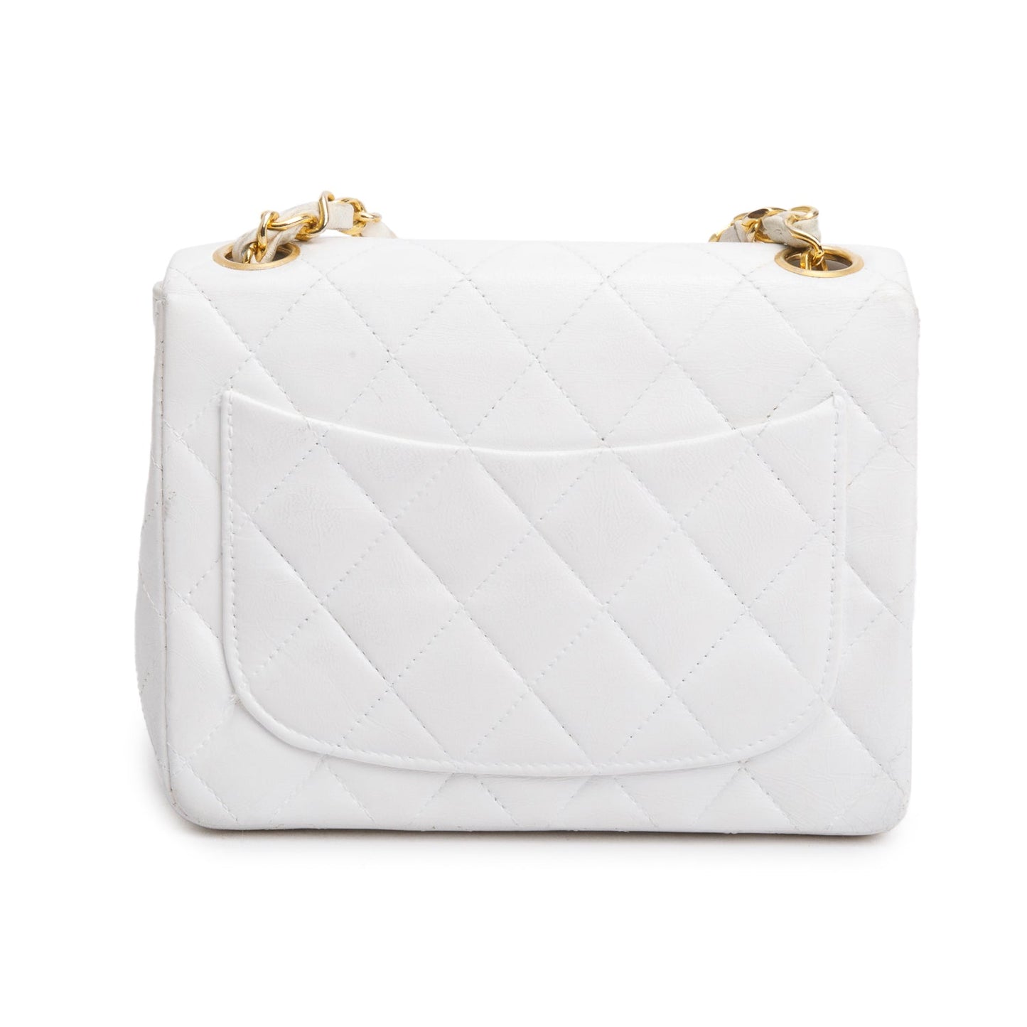 Chanel Vintage White Lambskin Quilted Mini Square Flap Bag