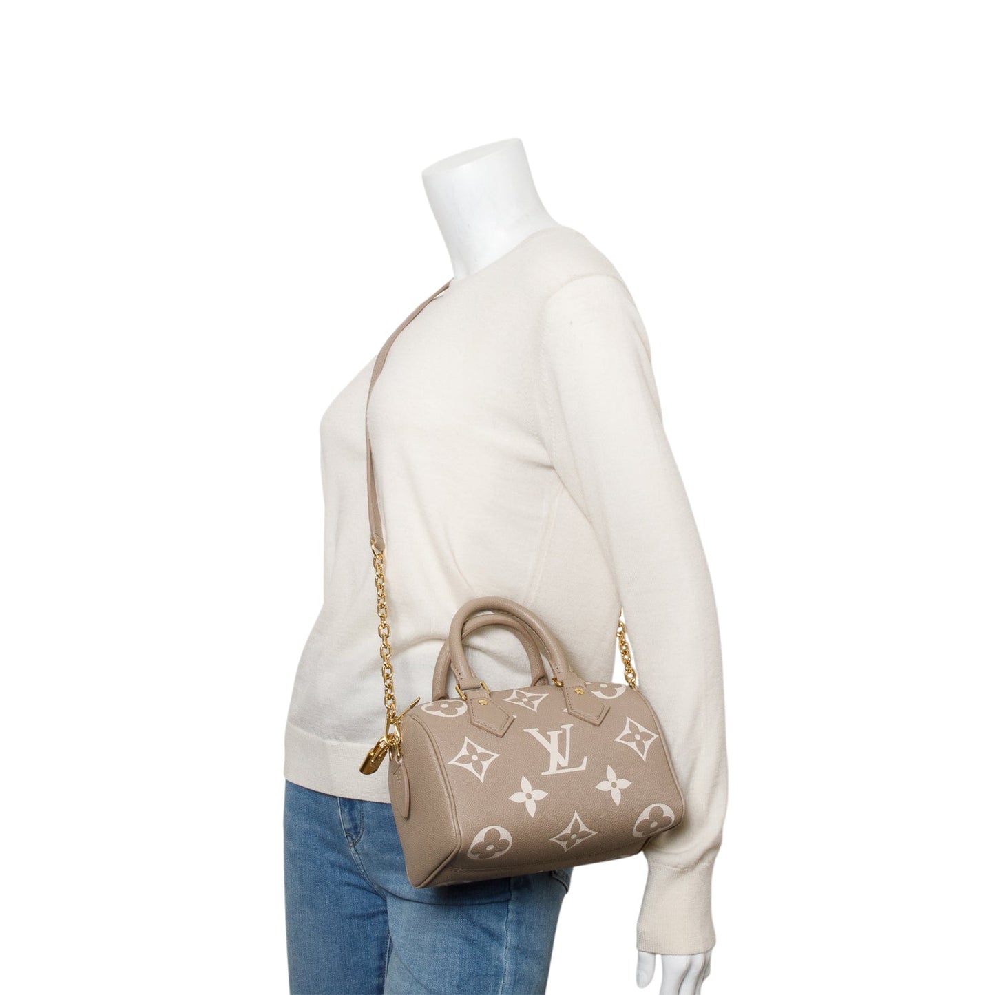 Louis Vuitton 2025 Taupe Empreinte Monogram Giant Speedy Bandouliere 20