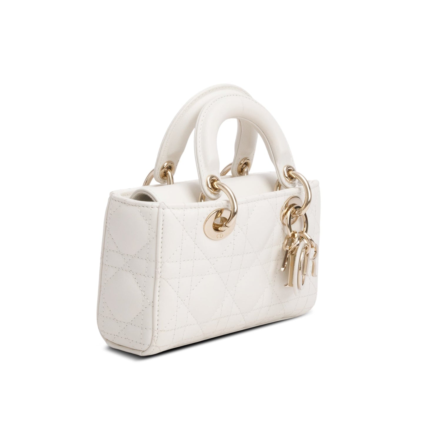 Christian Dior 2024 White Lambskin Cannage Micro Lady D-Joy