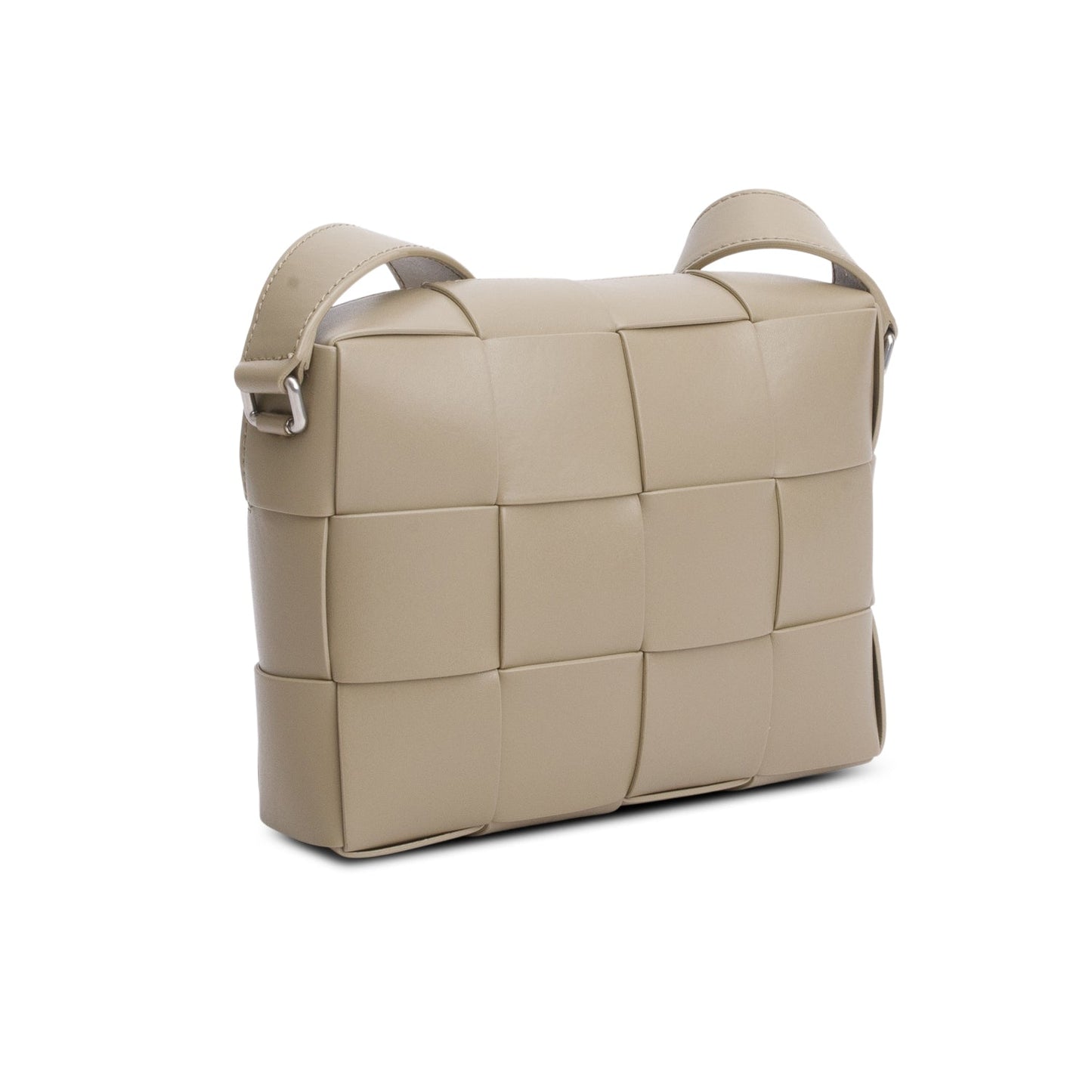Bottega Veneta Taupe Lambskin Maxi Intrecciato Cassette Crossbody Bag