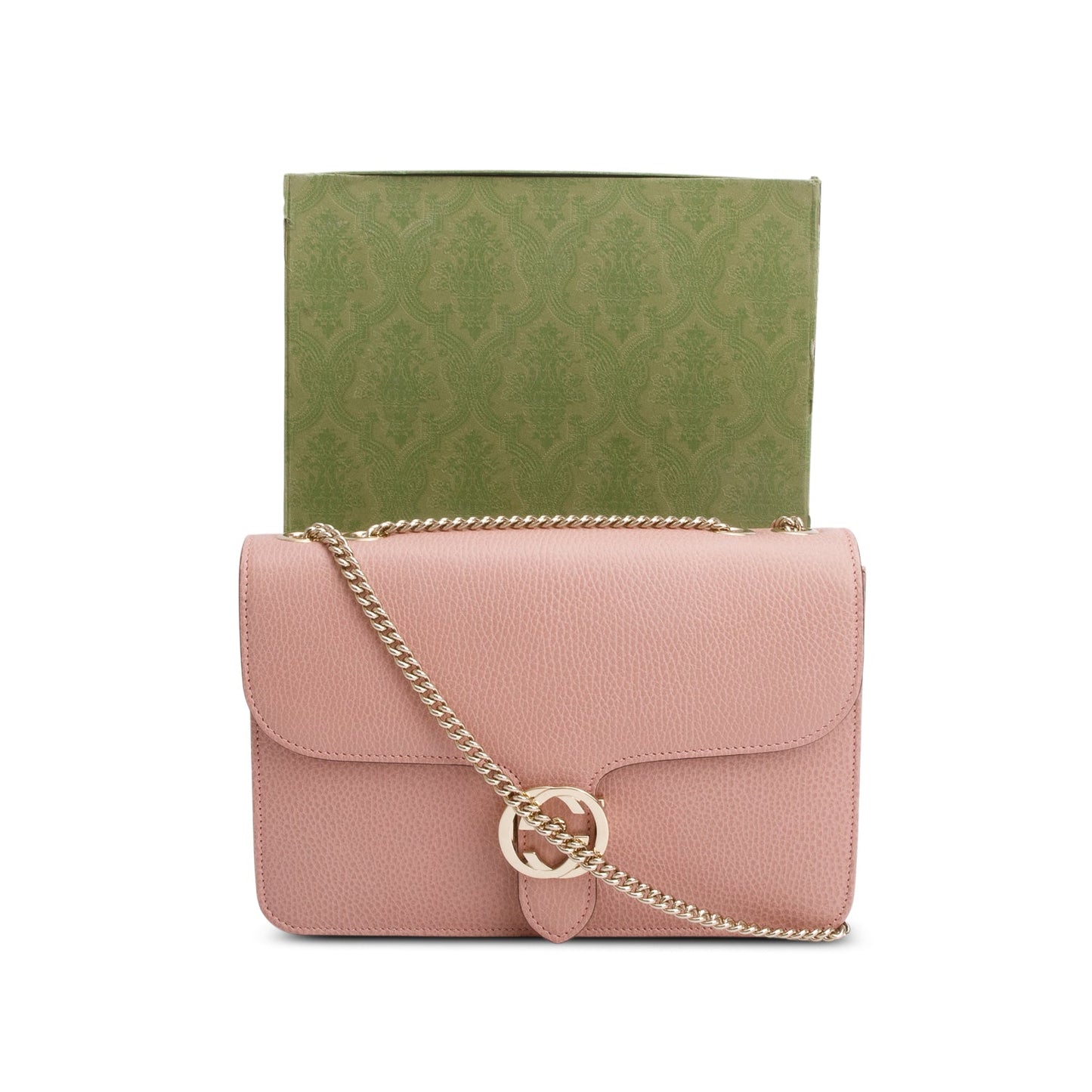 Gucci Pink Calfskin Leather Medium Dollar Interlocking GG Shoulder Bag