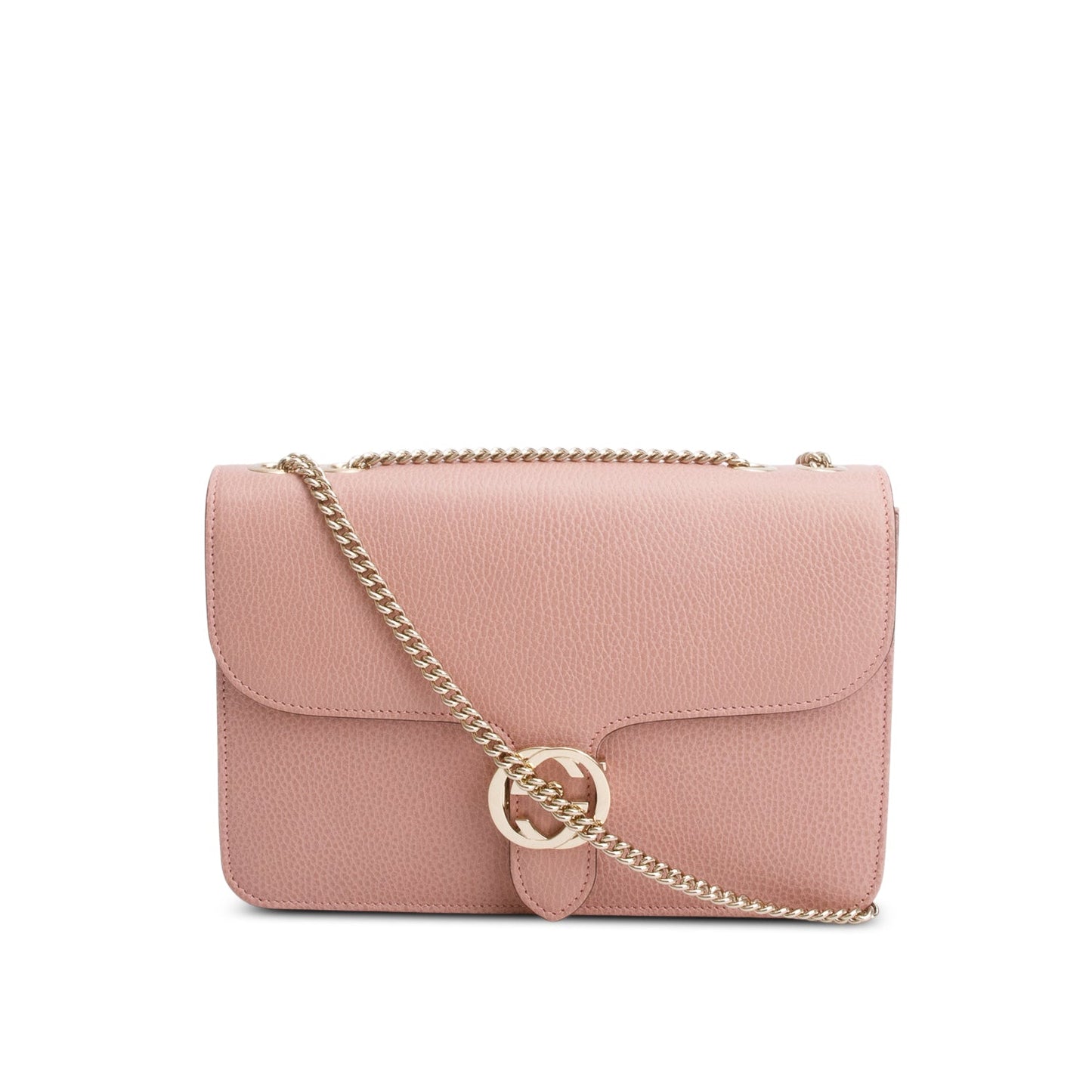 Gucci Pink Calfskin Leather Medium Dollar Interlocking GG Shoulder Bag