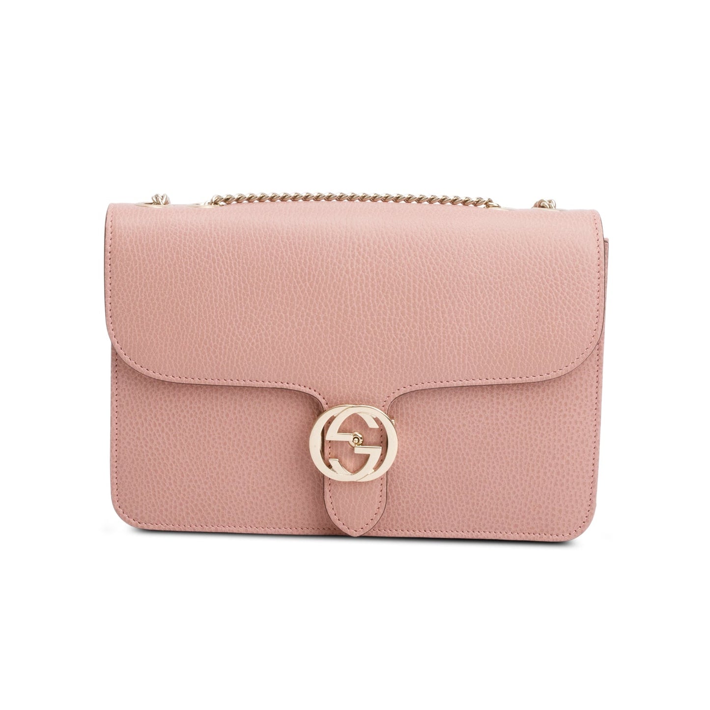 Gucci Pink Calfskin Leather Medium Dollar Interlocking GG Shoulder Bag