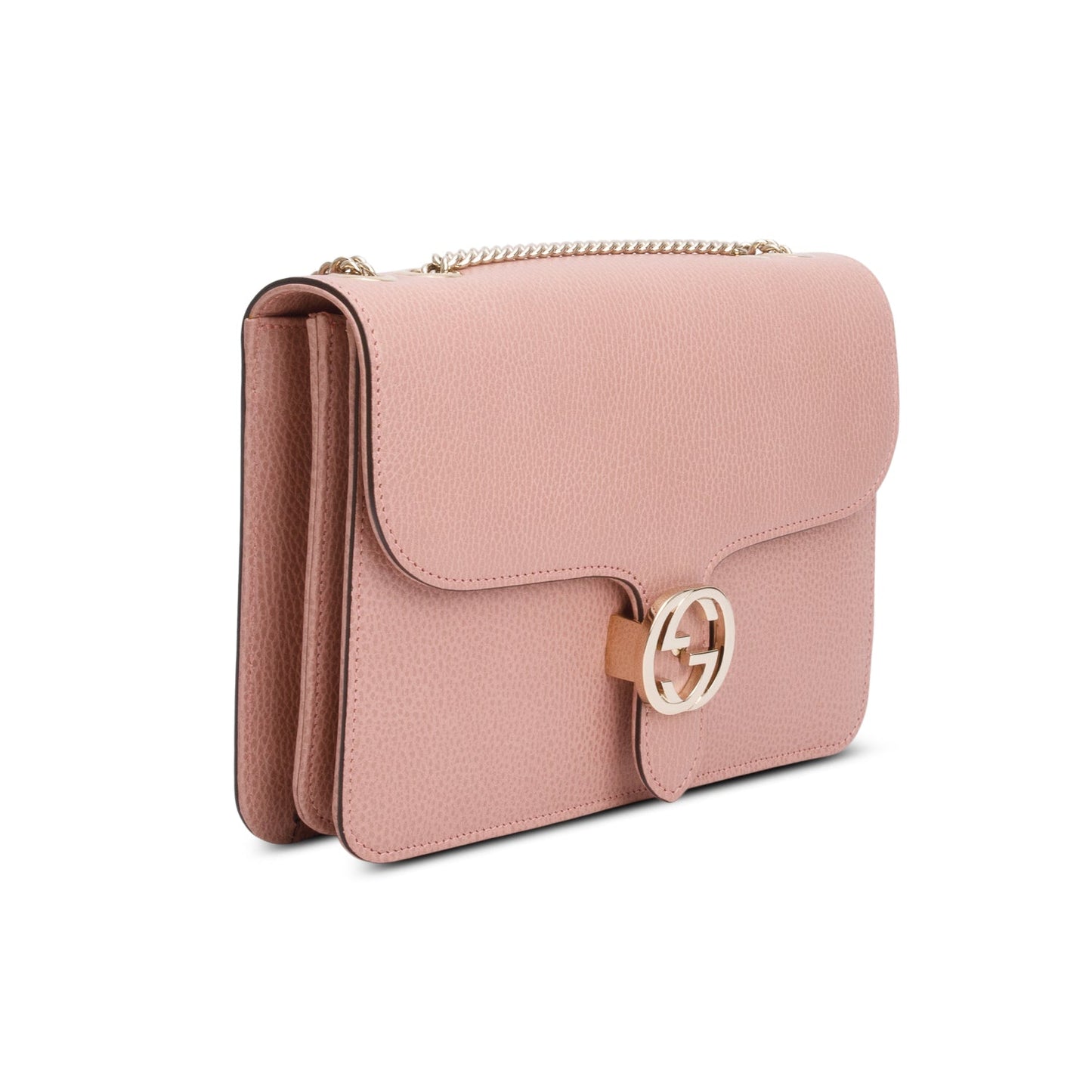 Gucci Pink Calfskin Leather Medium Dollar Interlocking GG Shoulder Bag