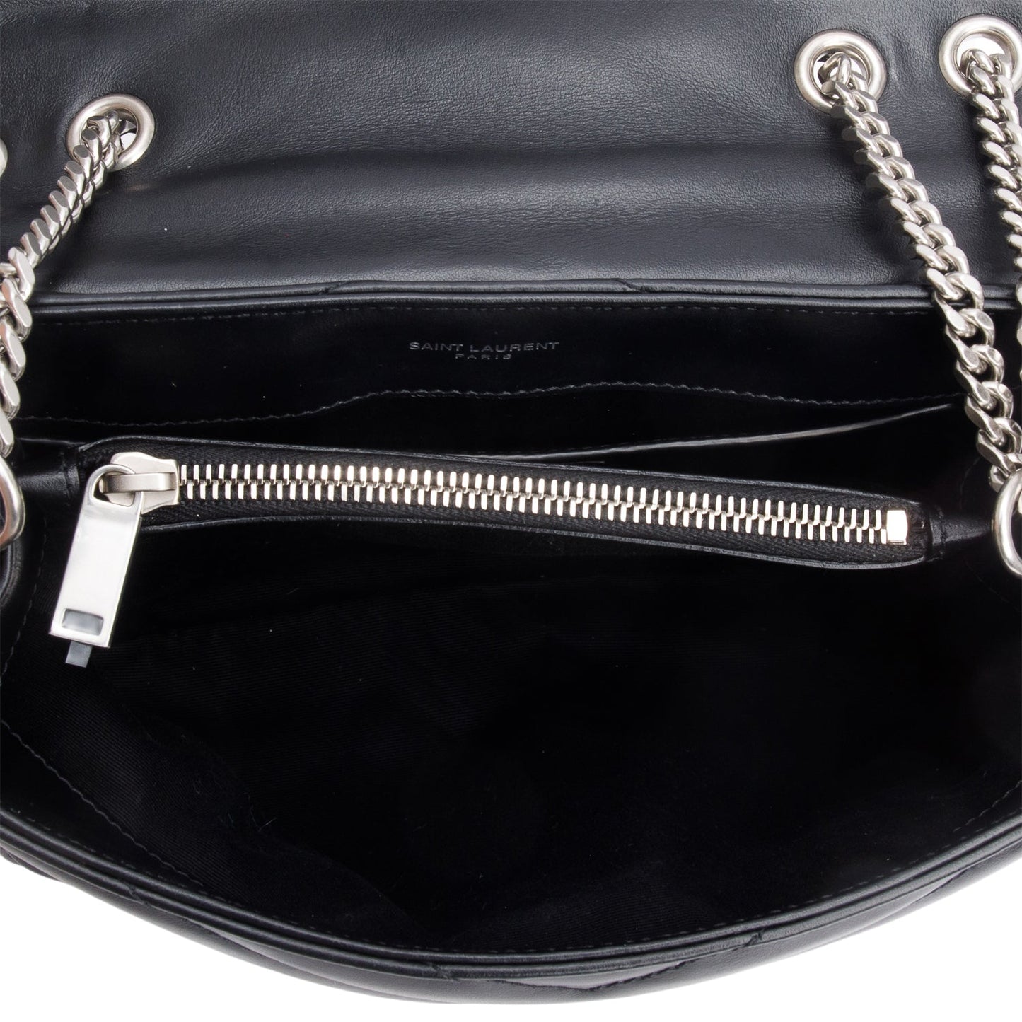 Saint Laurent 2021 Black Y Chevron Leather Small LouLou Shoulder Bag