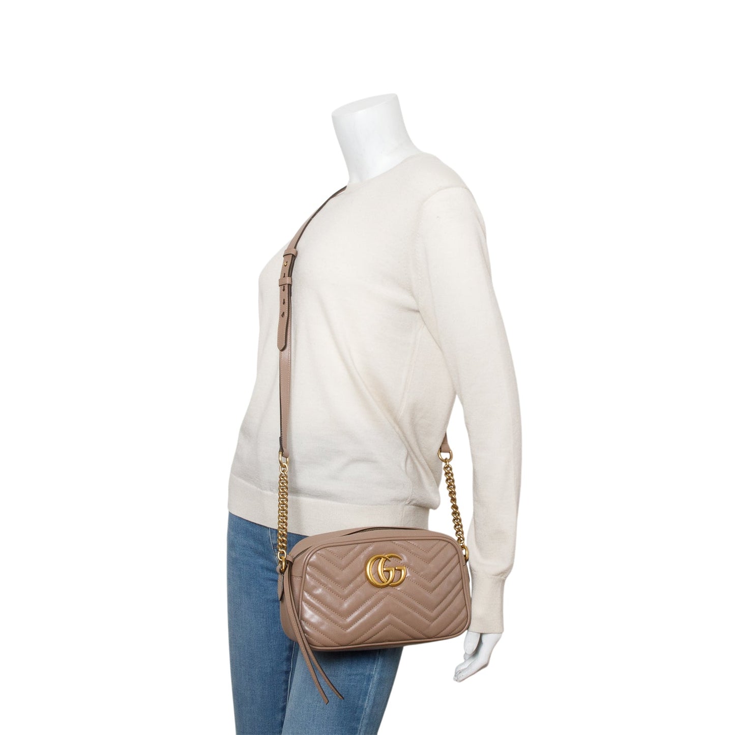 Gucci Beige GG Marmont Matelasse Small Camera Bag