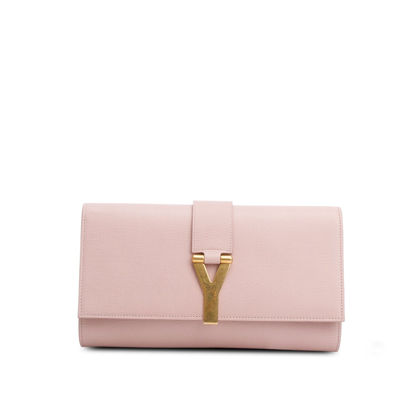 Saint Laurent Pink Textured Leather Classic Y Clutch