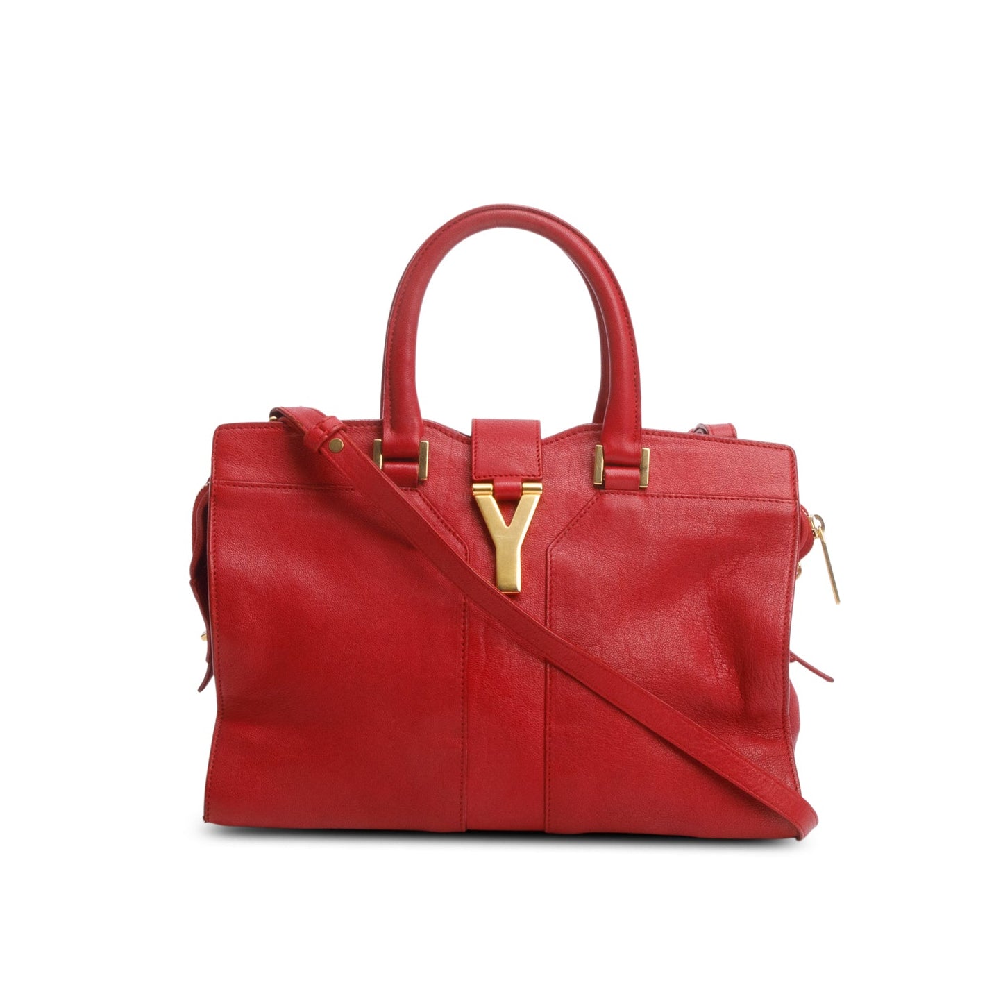 Saint Laurent Red Calfskin Small Classic Y Cabas